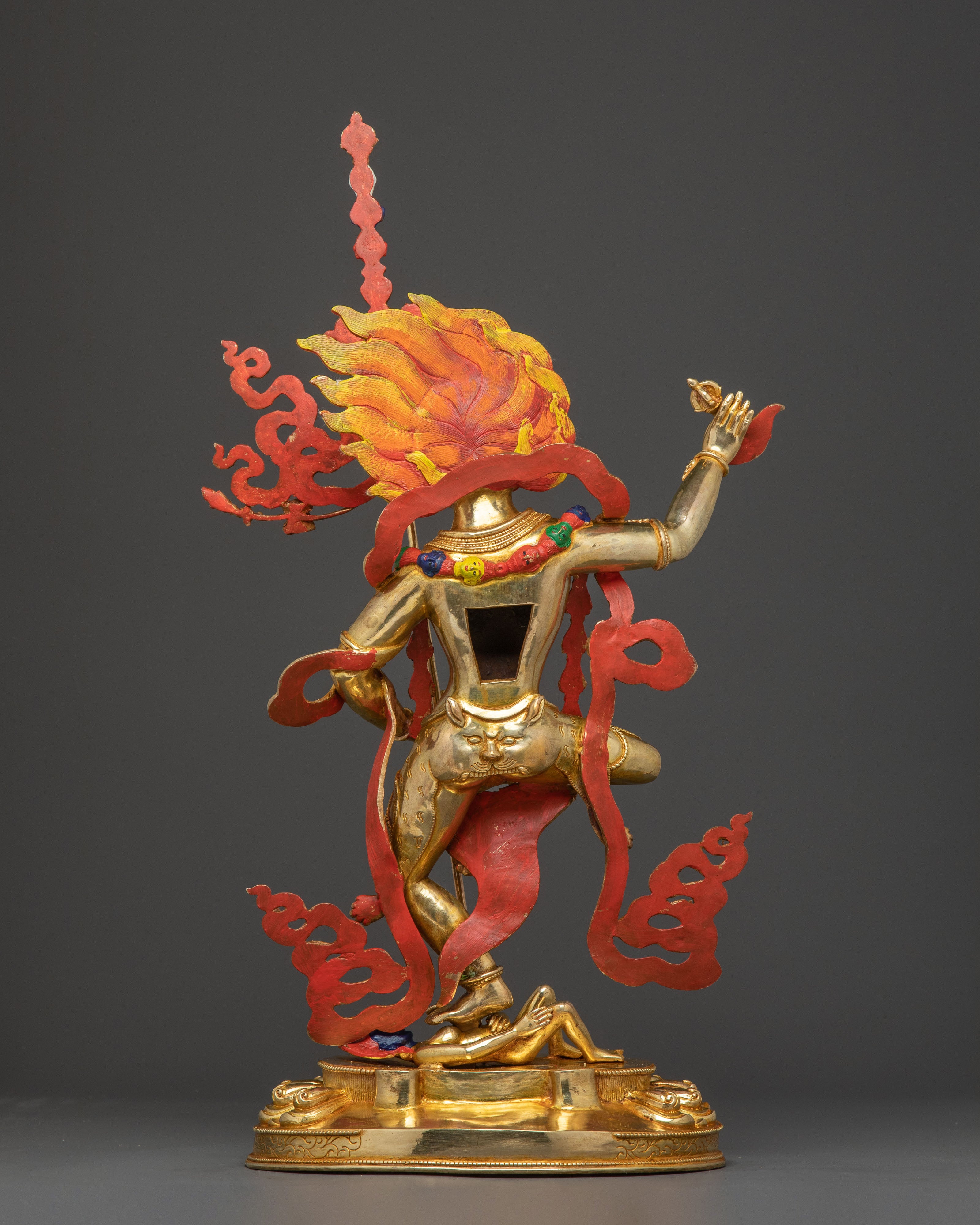 Simhamukha Statue the Remover of Obstacles - Exquisite 24K Gold Gilded Copper