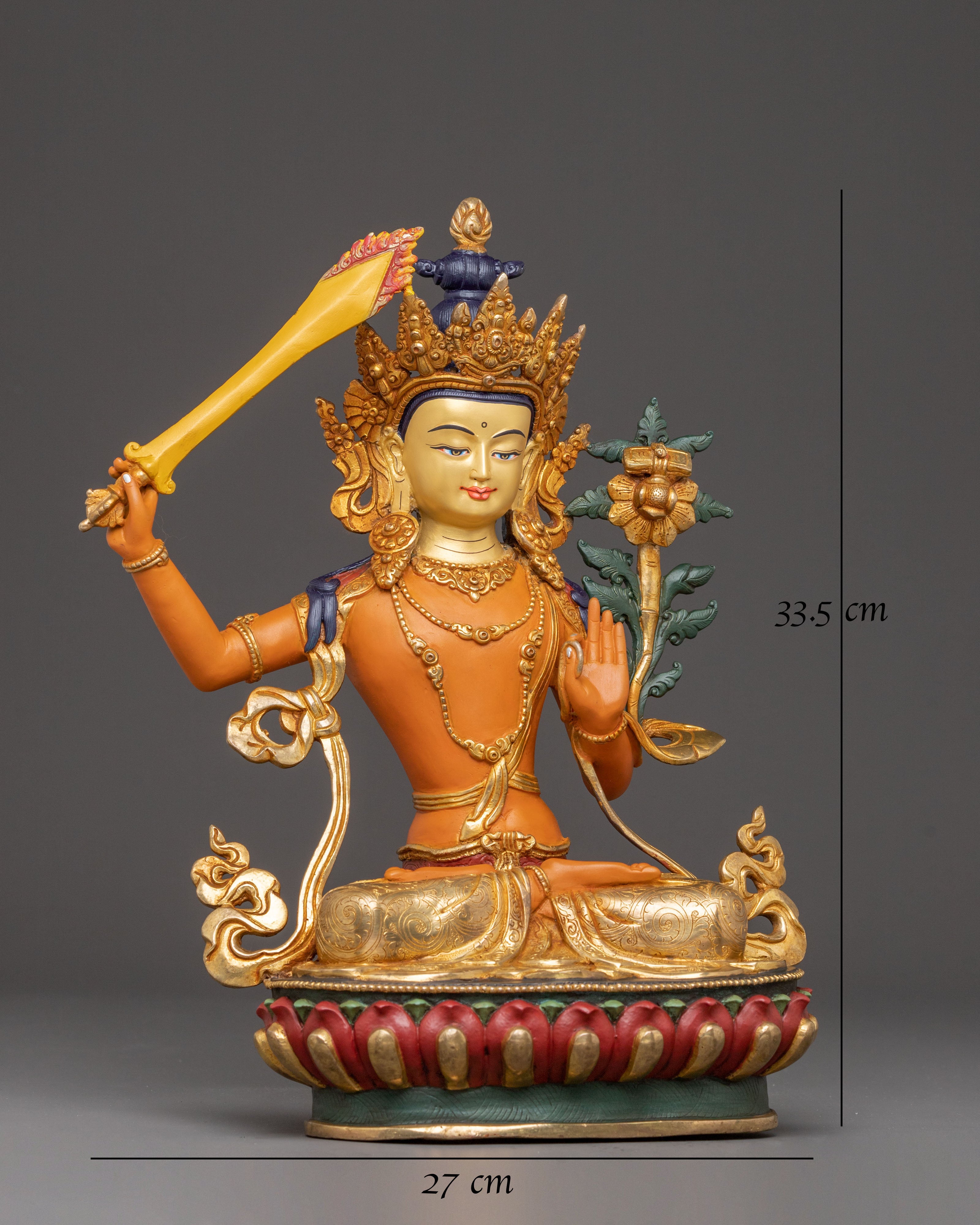 Manjushri Golden Statue of Power and Wisdom | Meditation Deity
