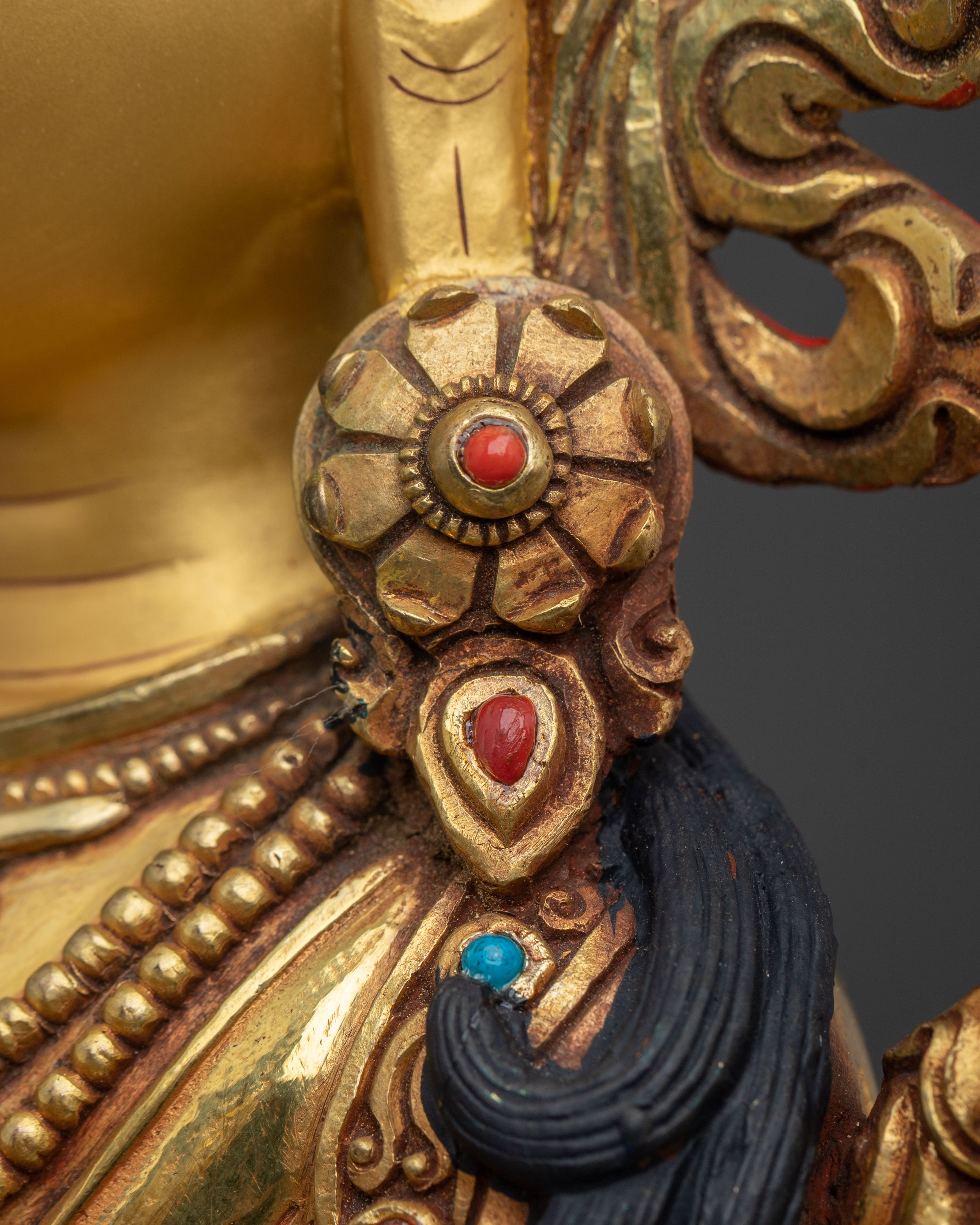 White Tara Longevity Meditation Shrine Sculpture: 24K Gold Gilded