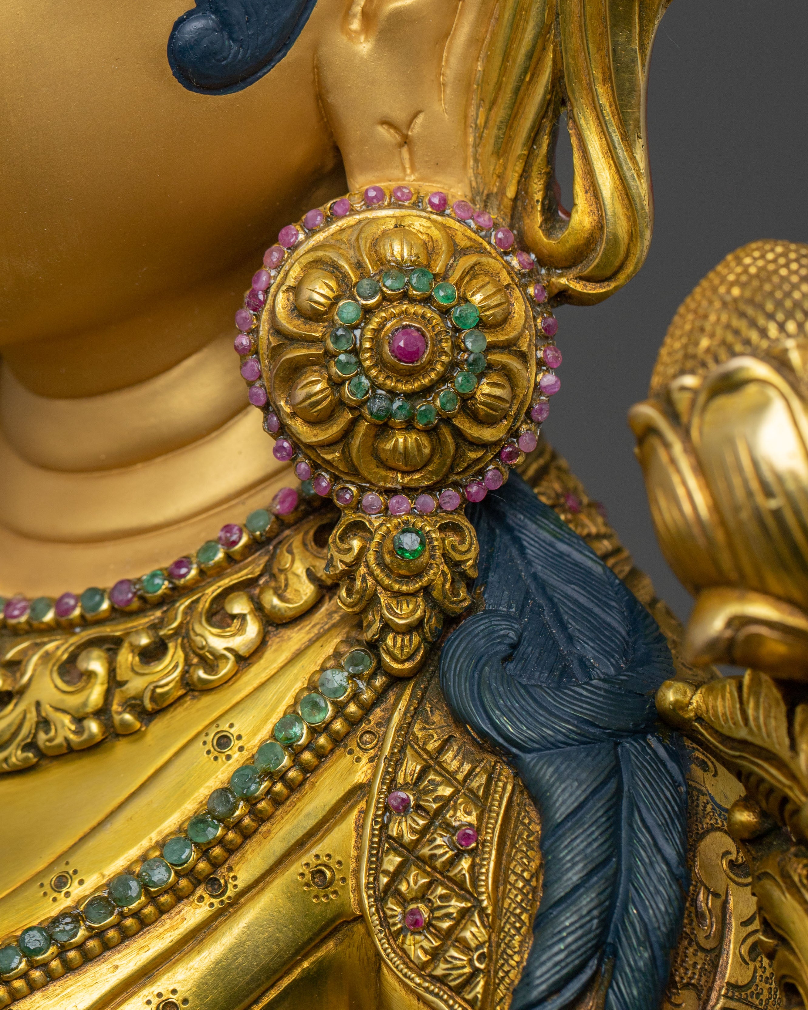 Shyamatara Divine Sculpture | 24K Gold Gilded Green Tara Compassion Statue