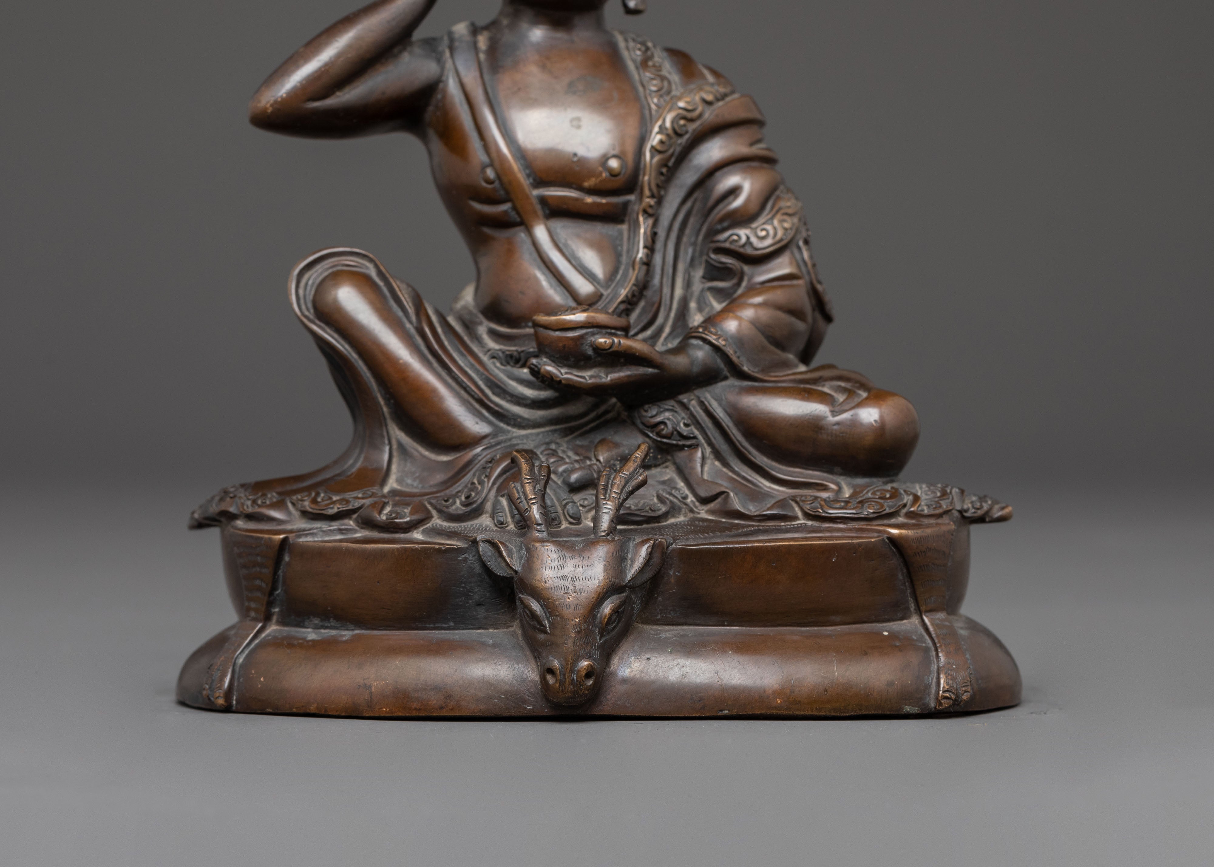Handcrafted Milarepa Oxidized Copper Statue | Yogi & Dharma Teacher