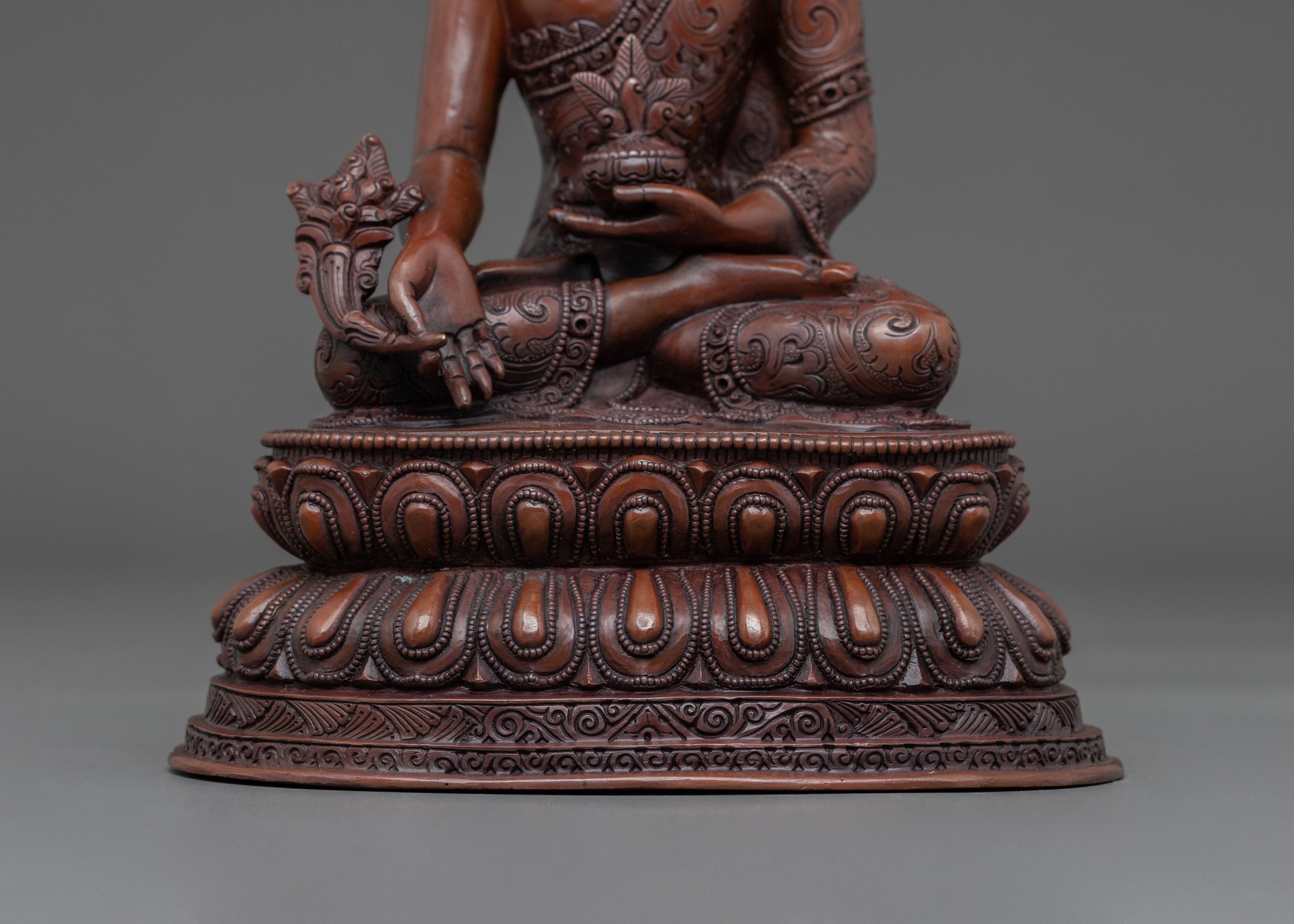 24K Gold Gilded Medicine Buddha Figurine | Home Decor