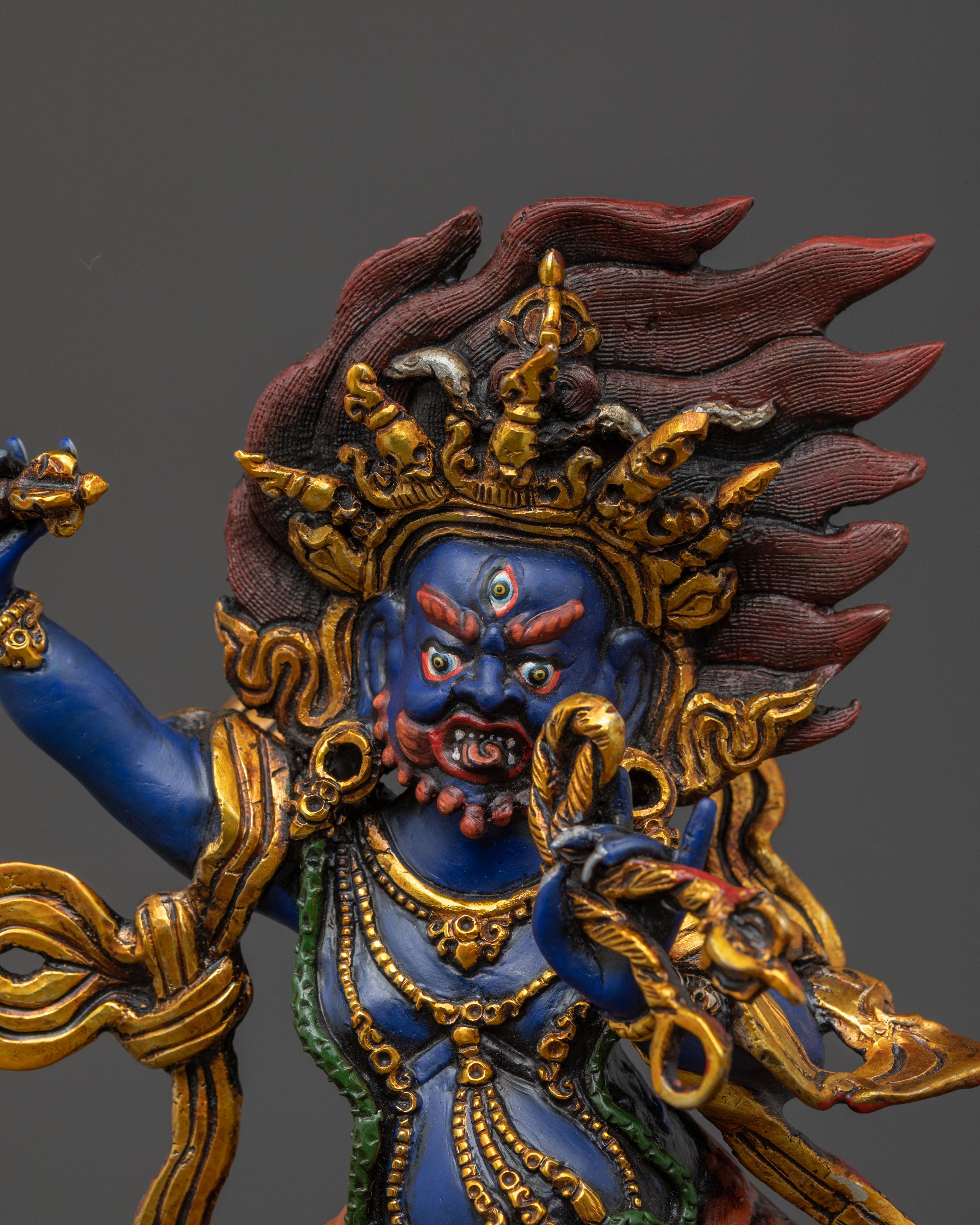 Vajrapani with Vajra Sculpture | Handcrafted Serenity