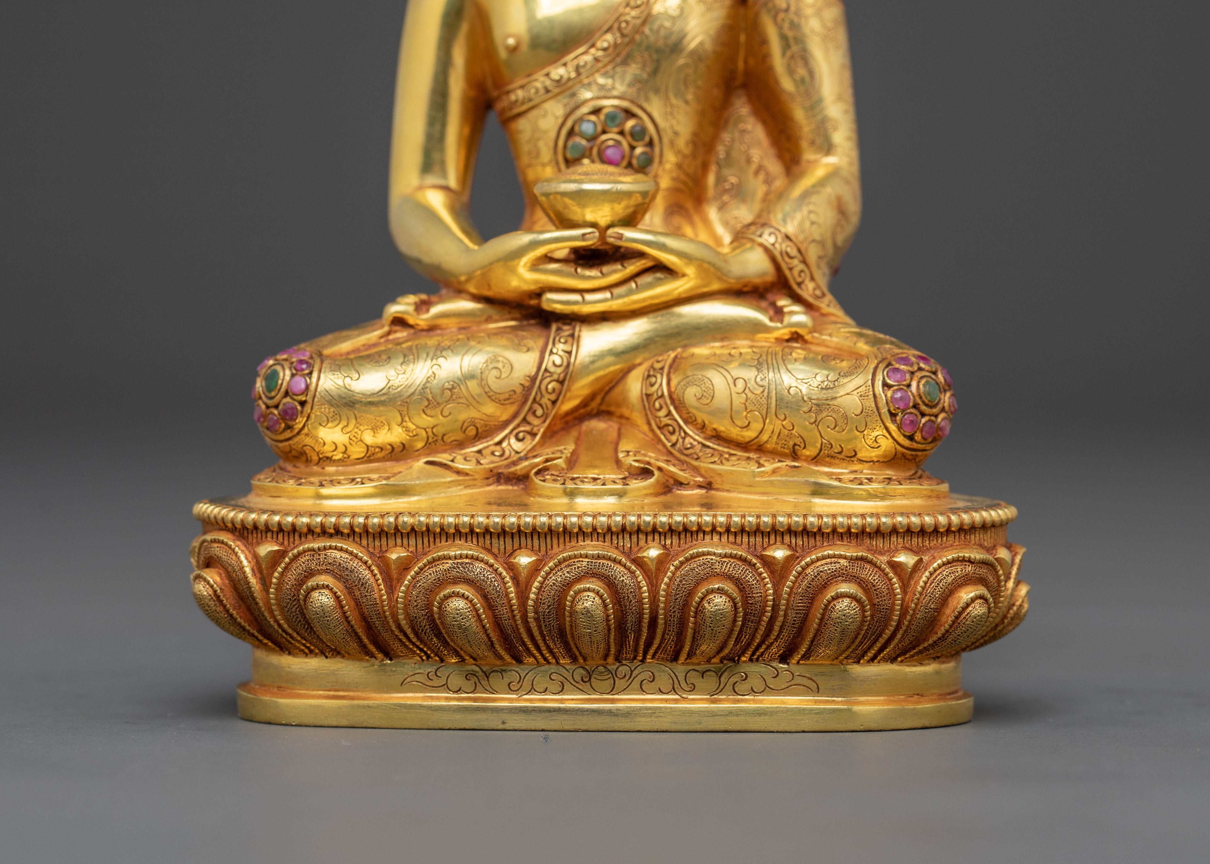 Three Buddhas Sacred Statue Set | Handcrafted 24K Gold Gilded Buddhist Sculptures