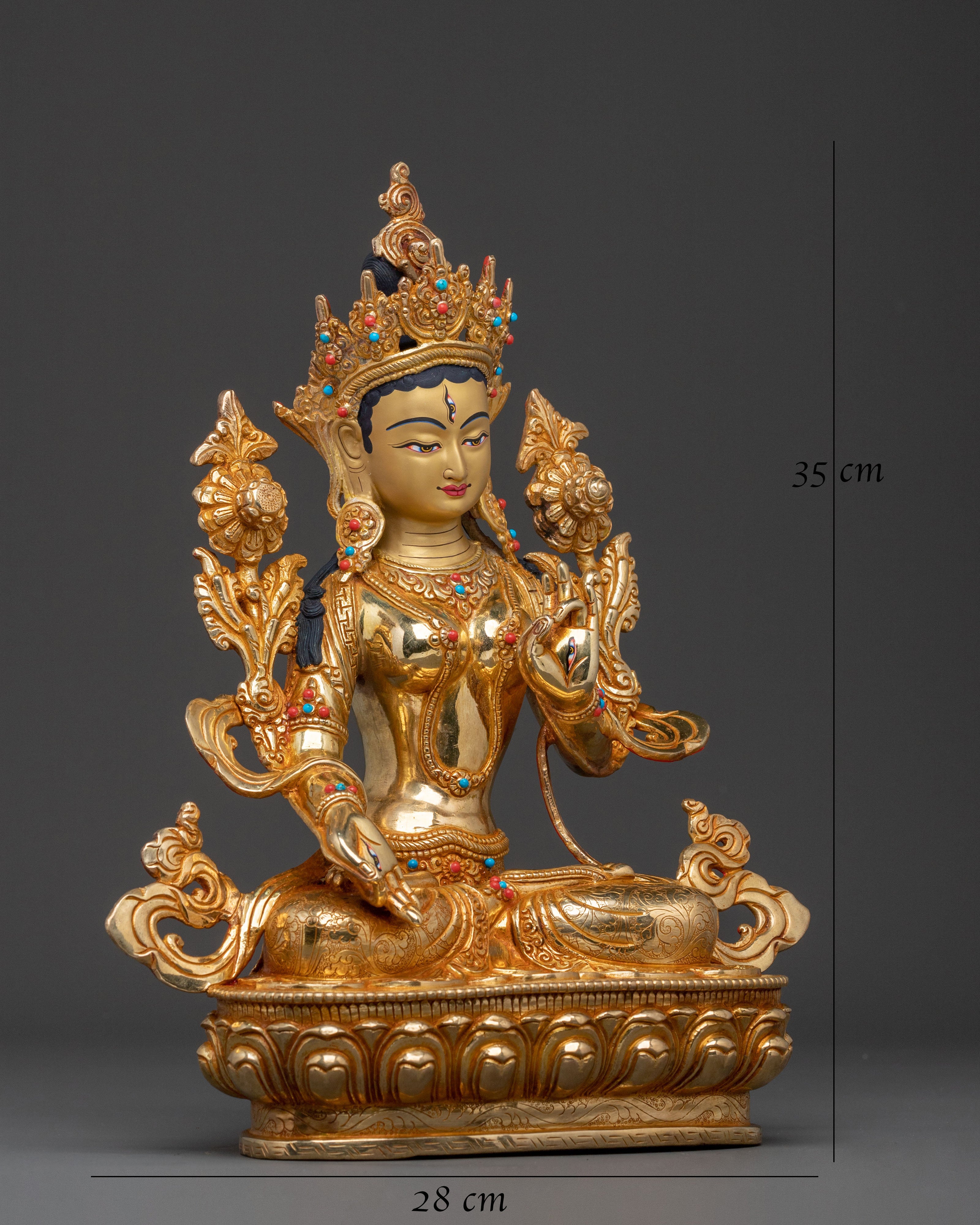 White Tara Statue: One with Seven Eyes