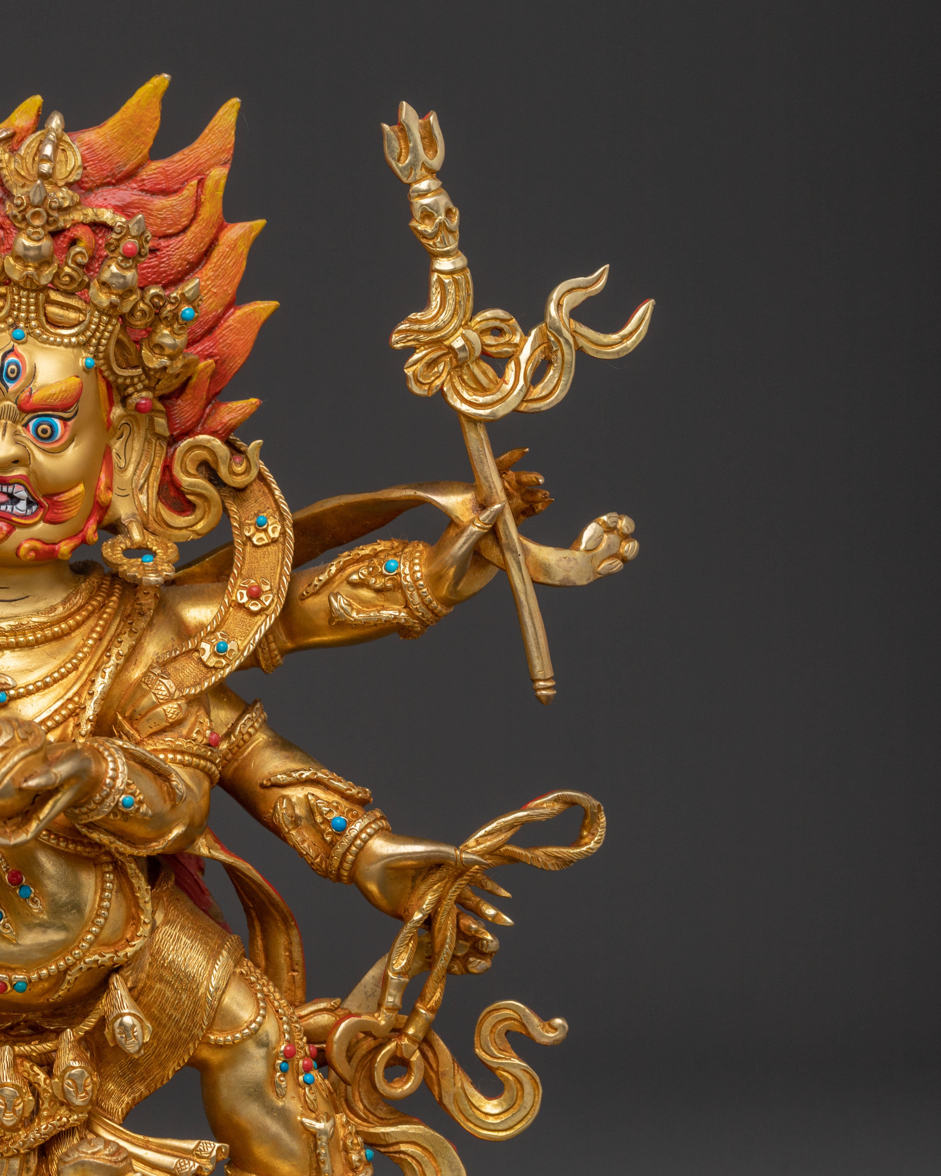 Six Armed Mahakala Traditional Statue | Sacred Icon