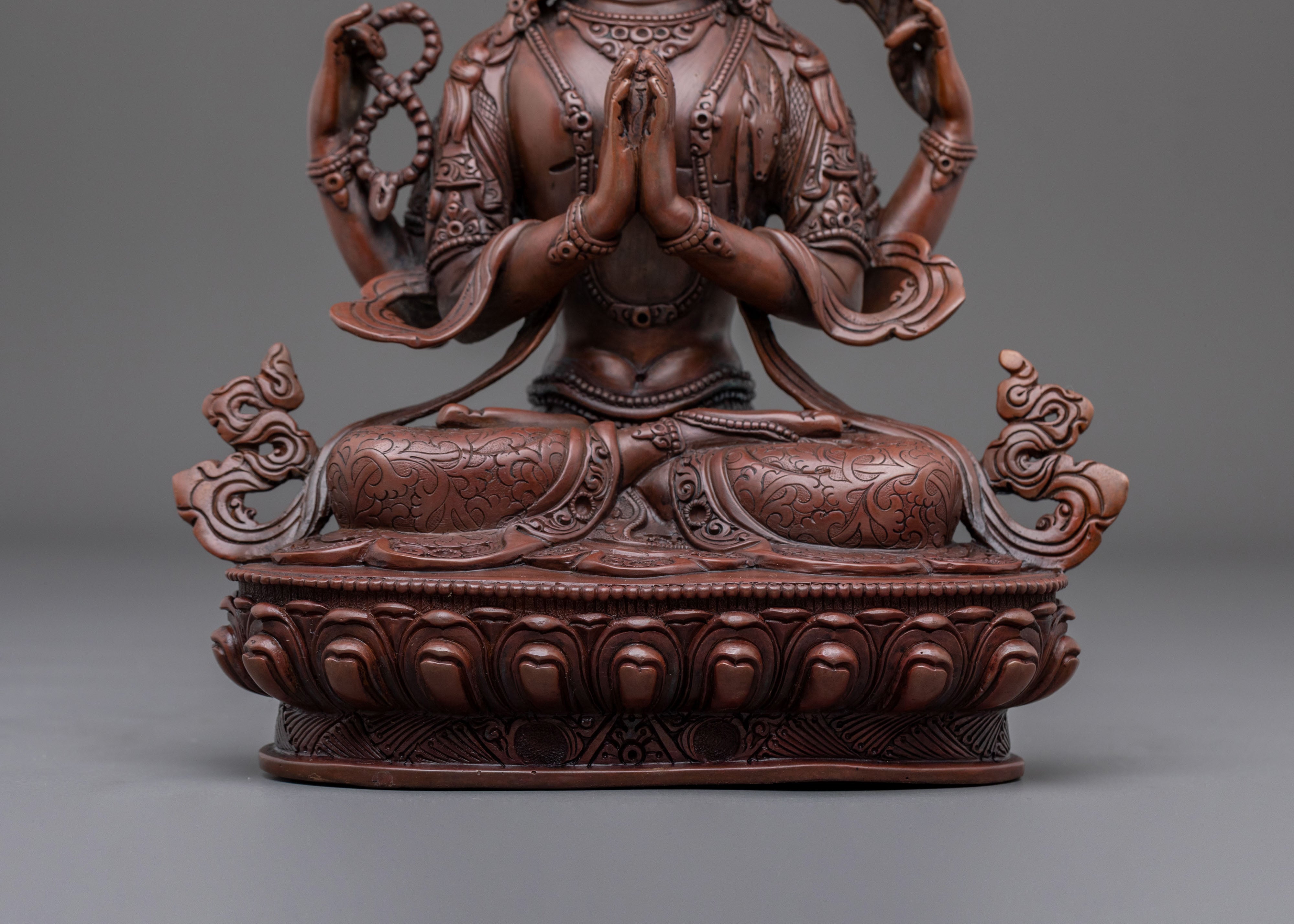Chenrezig Buddha Statue in Oxidized Copper