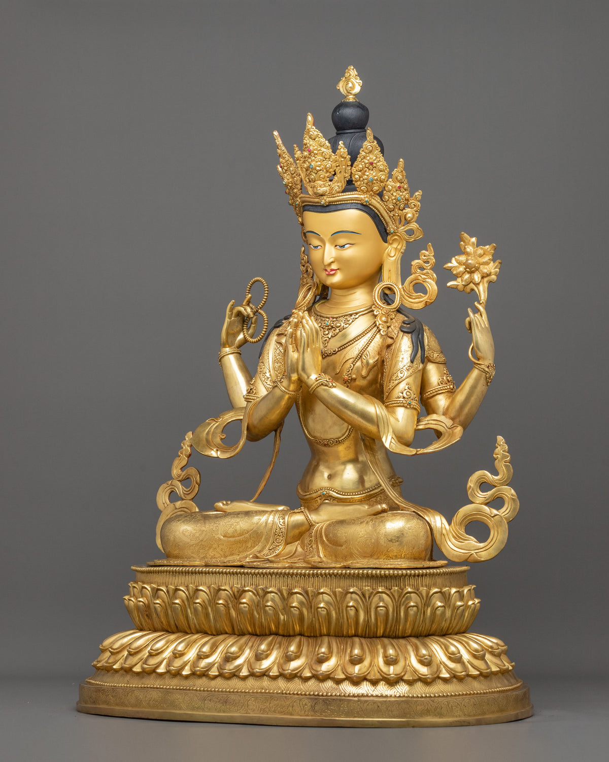 Chenrezig 24K Gold Gilded Figurine | Compassionated One