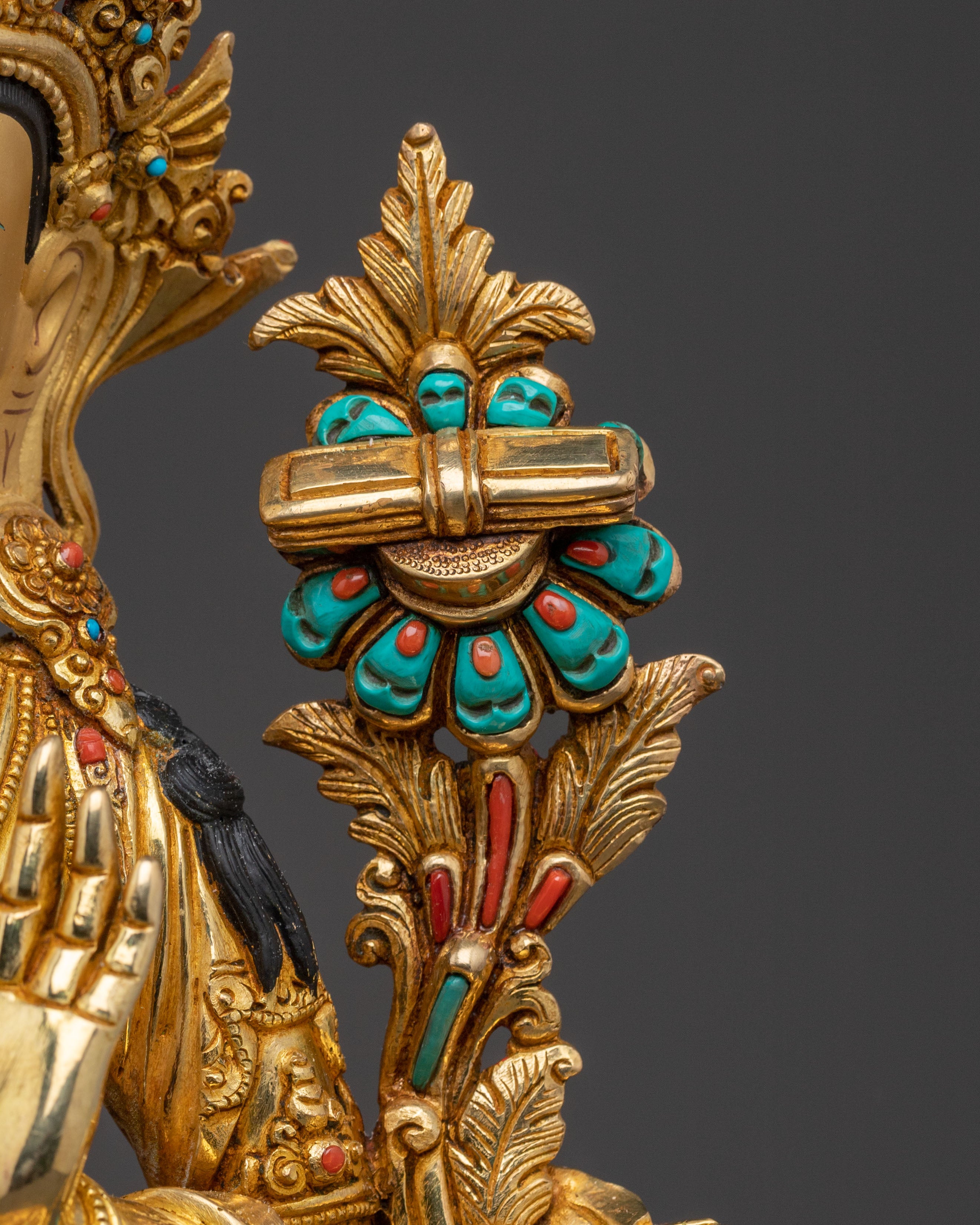 Manjushri Spiritual Guidance Statue – 24K Gilded Copper