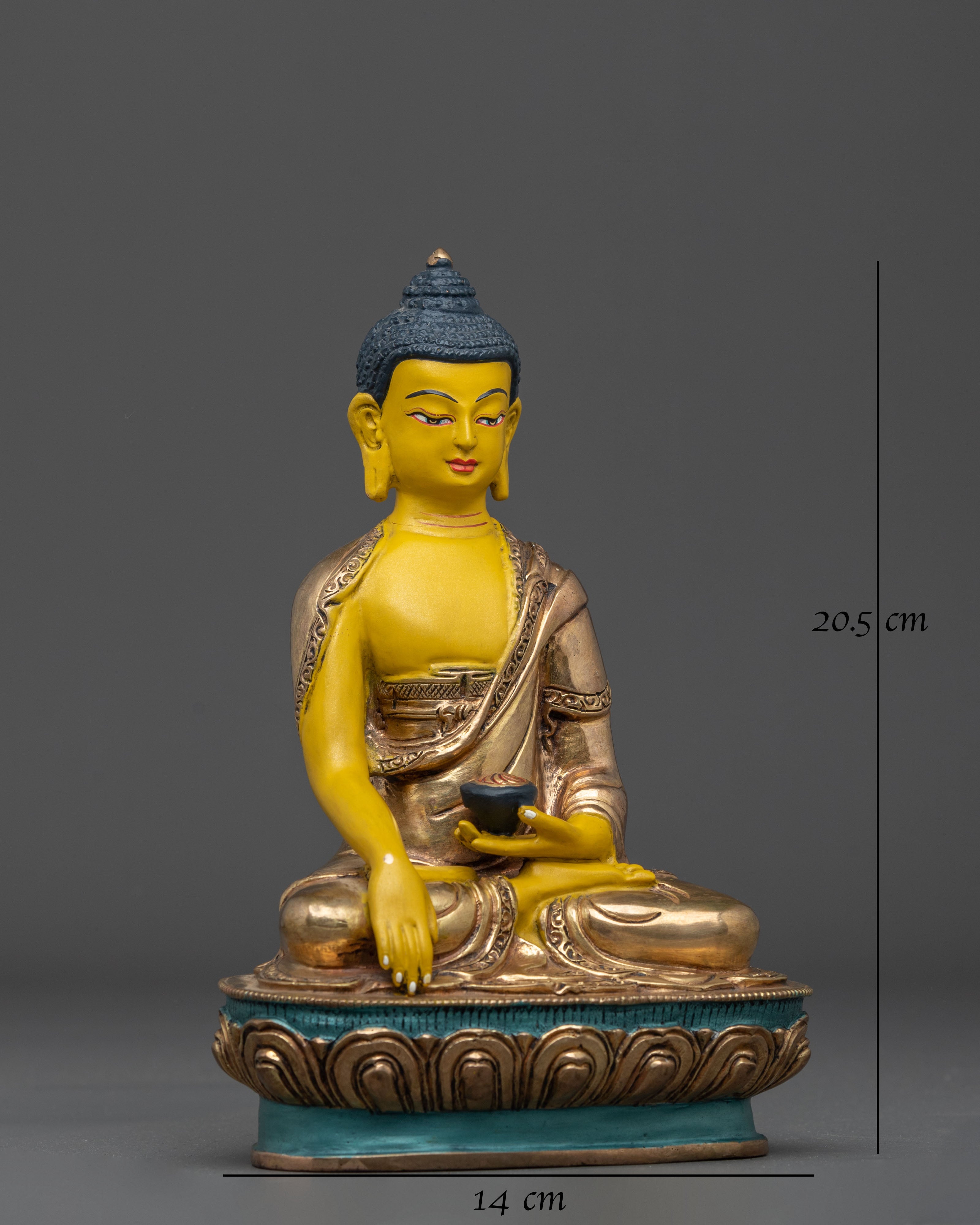Historical Buddha Shakyamuni Meditation Sculpture in 24K Gold