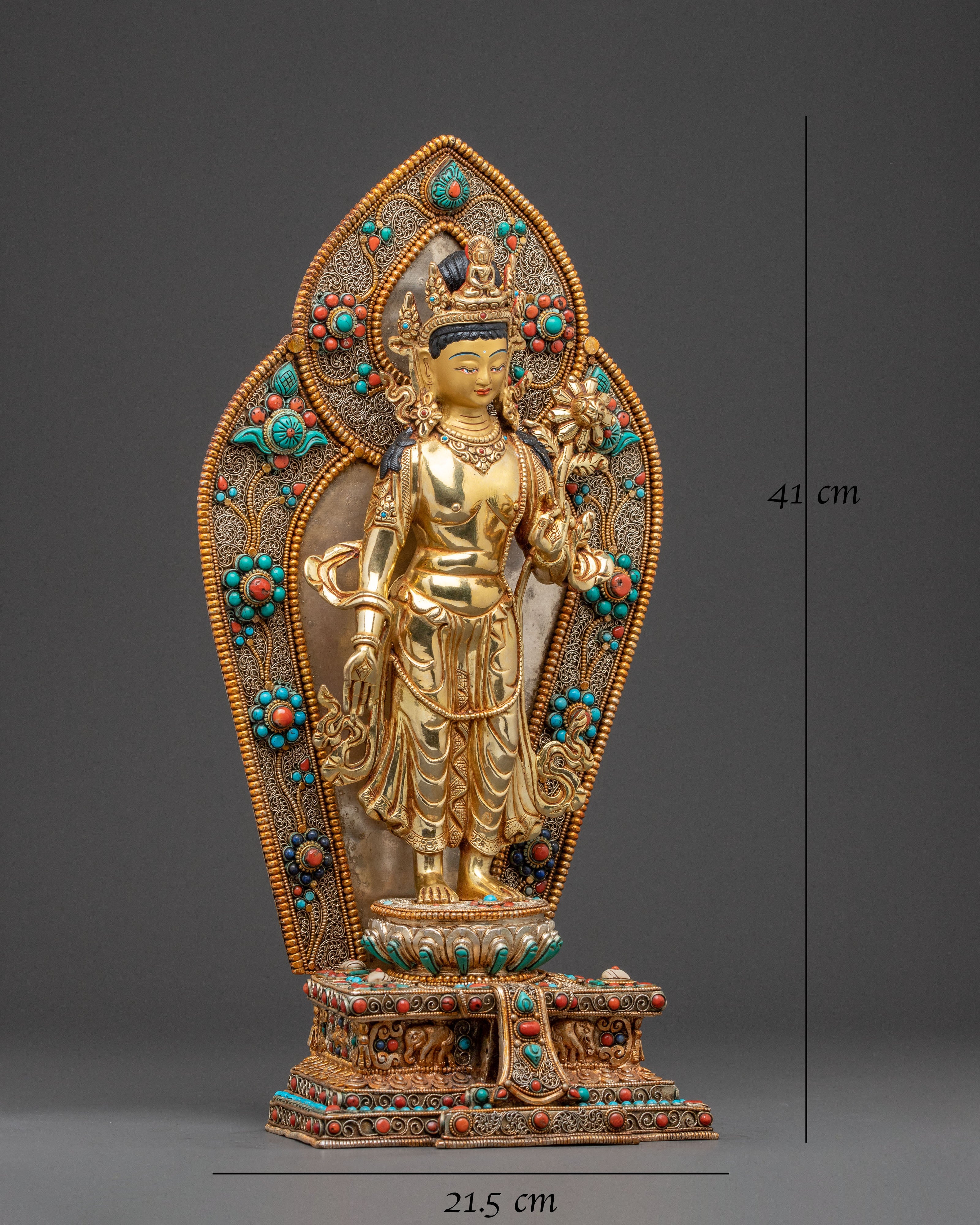 Divine Avalokiteshvara Golden Statue - 24K Gold Gilded