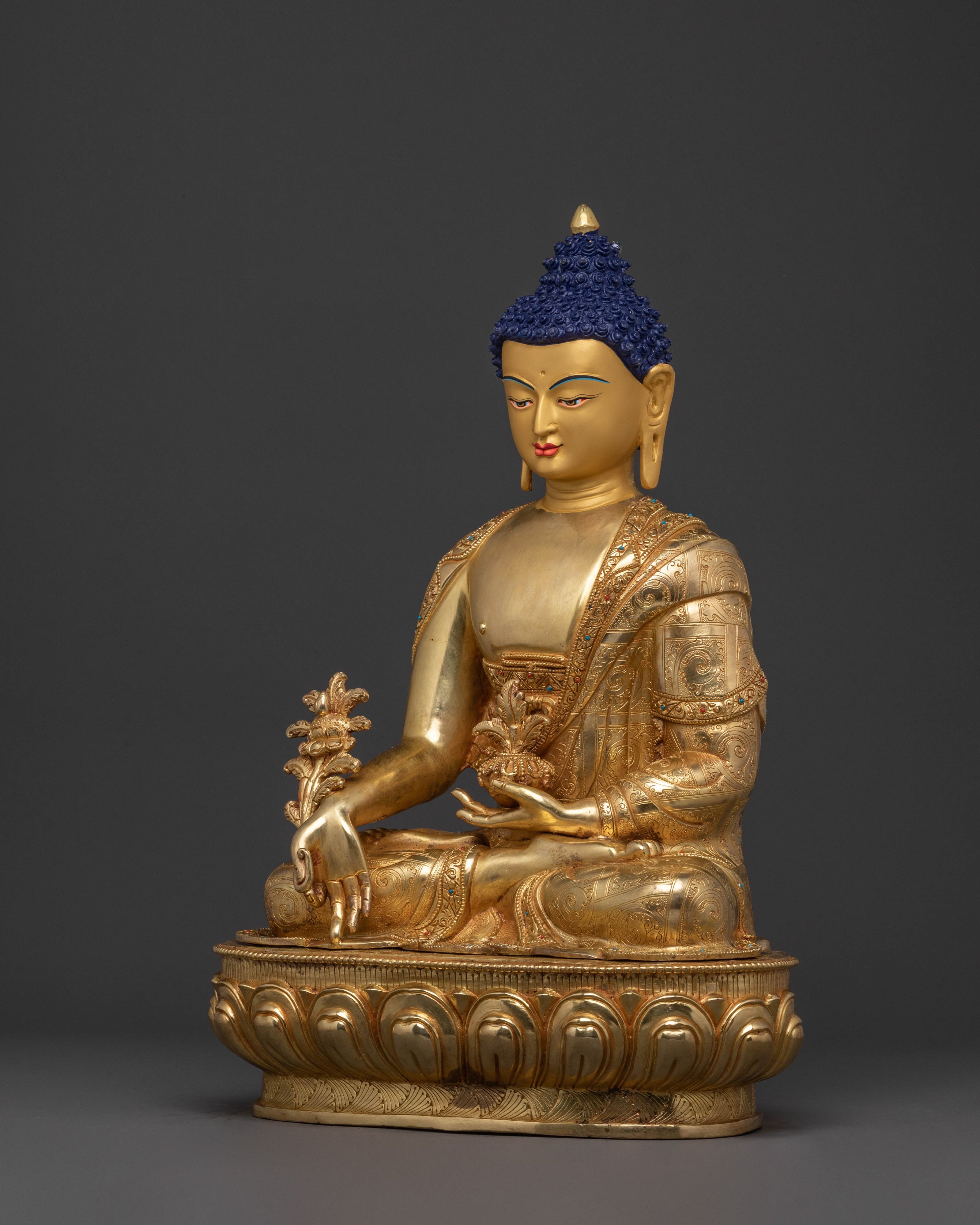 Divine Healer Medicine Buddha Statue | Exquisite Gilded Copper