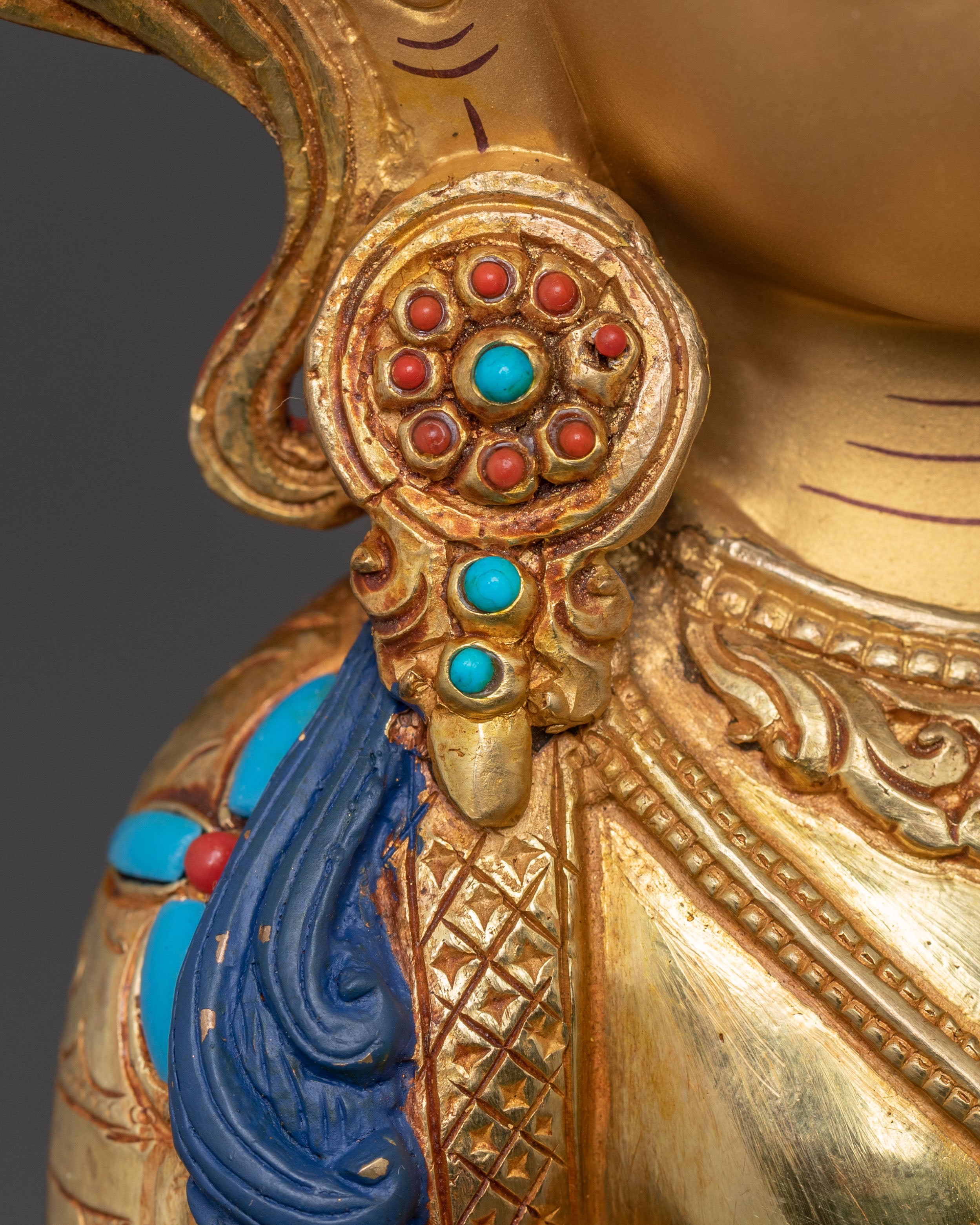 Amitayus Sacred Handcrafted Statue: 24K Gold Gilded Masterpiece