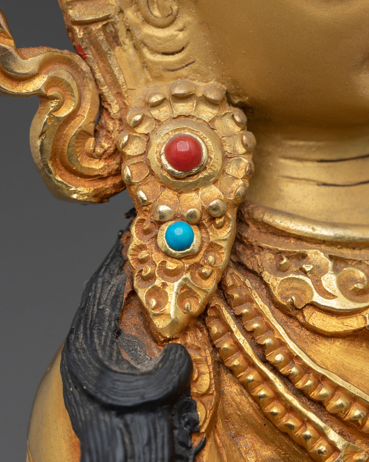 24K Gold Gilded Copper Vajrasattva Statue | Buddhist Shrine Sculpture