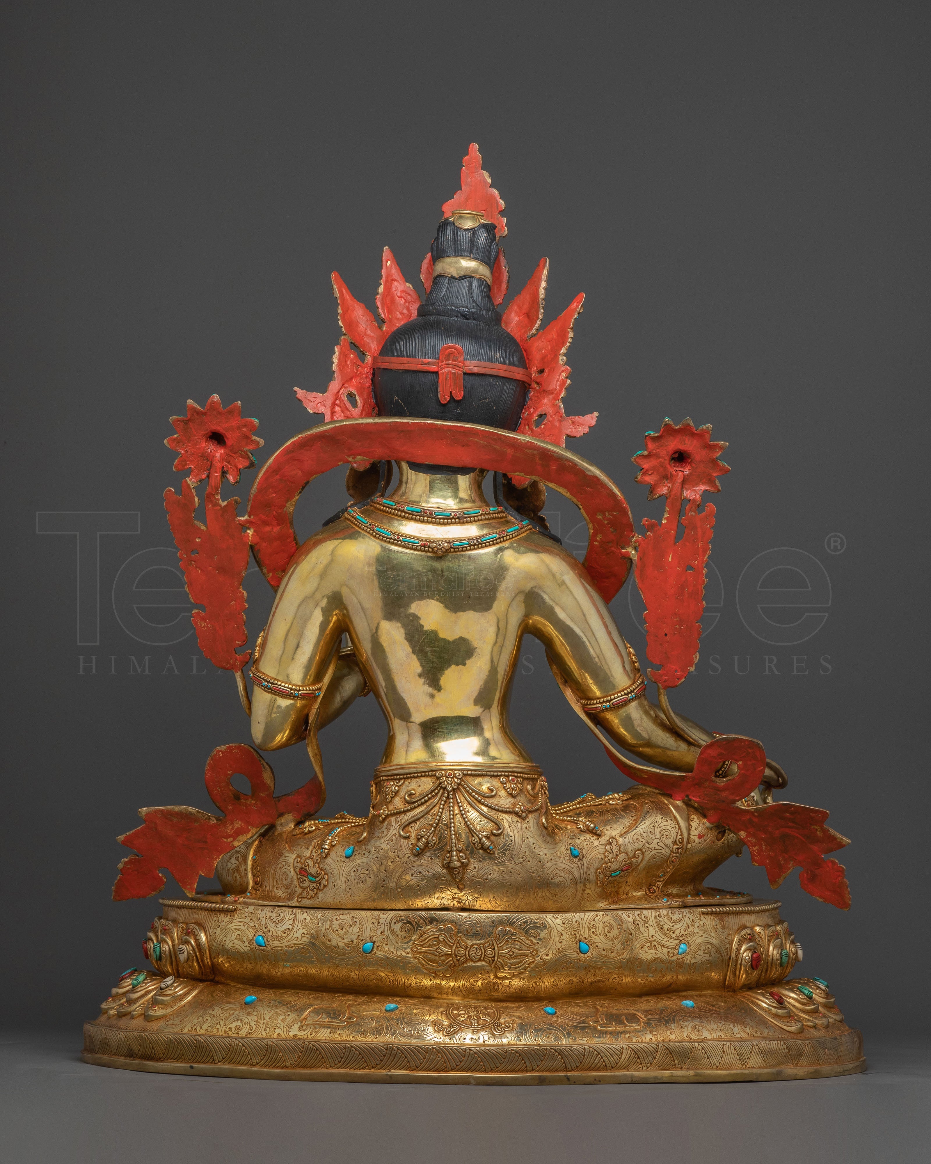 Life Size Green Tara Statue - 24K Gold Gilded
