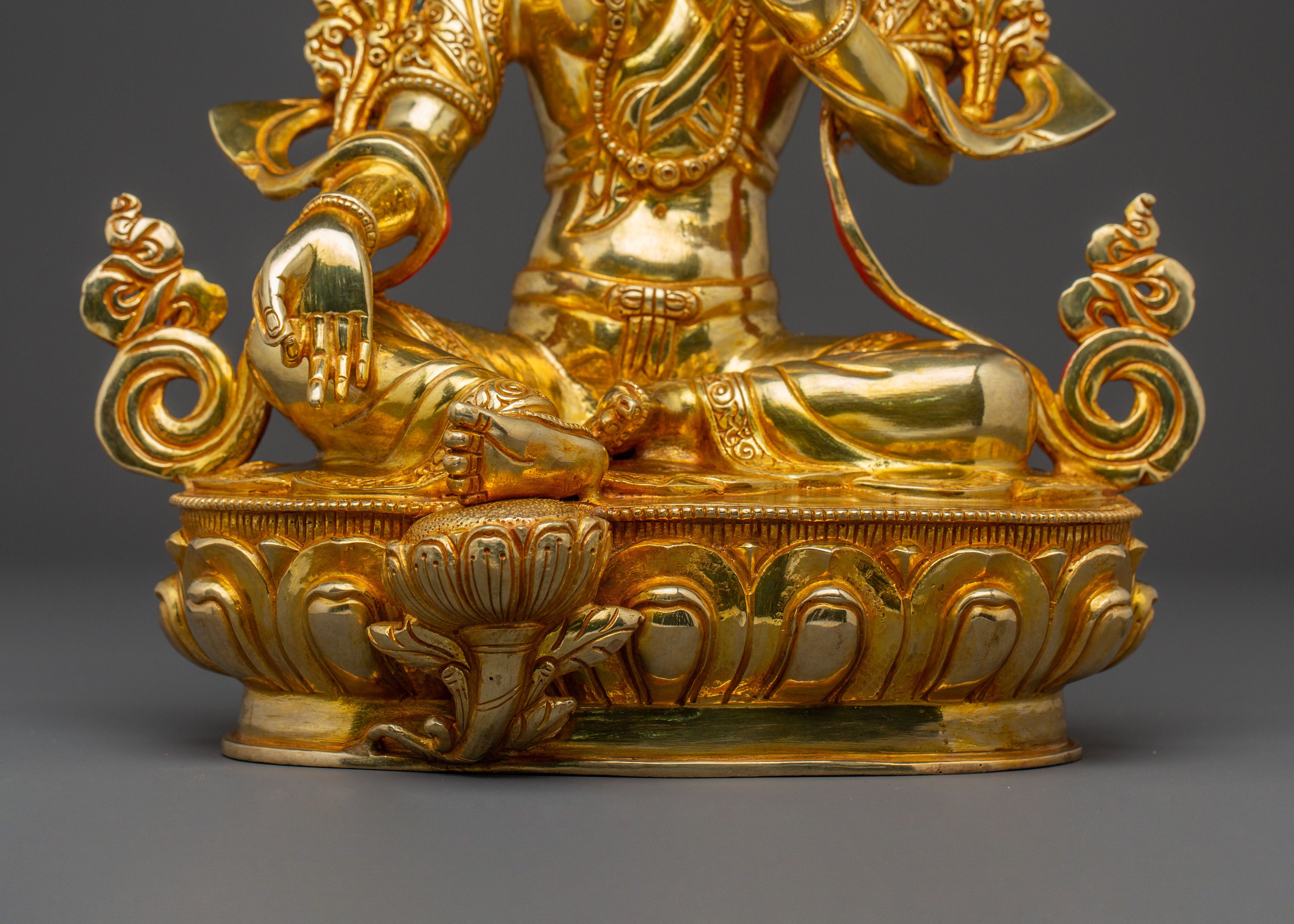 Green Tara Statue: Mother of Compassion - Radiant Gold Gilded