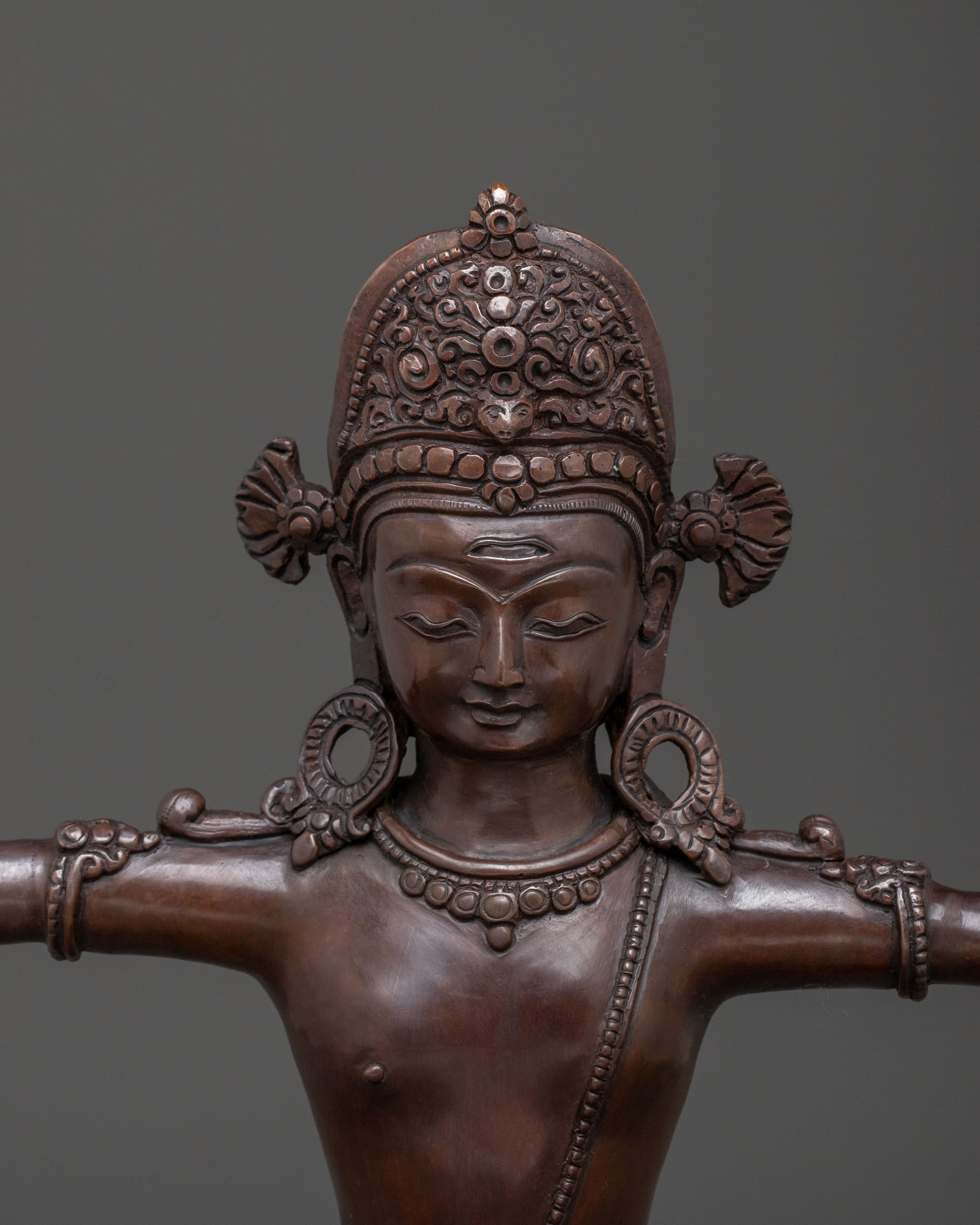Indra Oxidized Copper Statue | Hindu Protector Deity