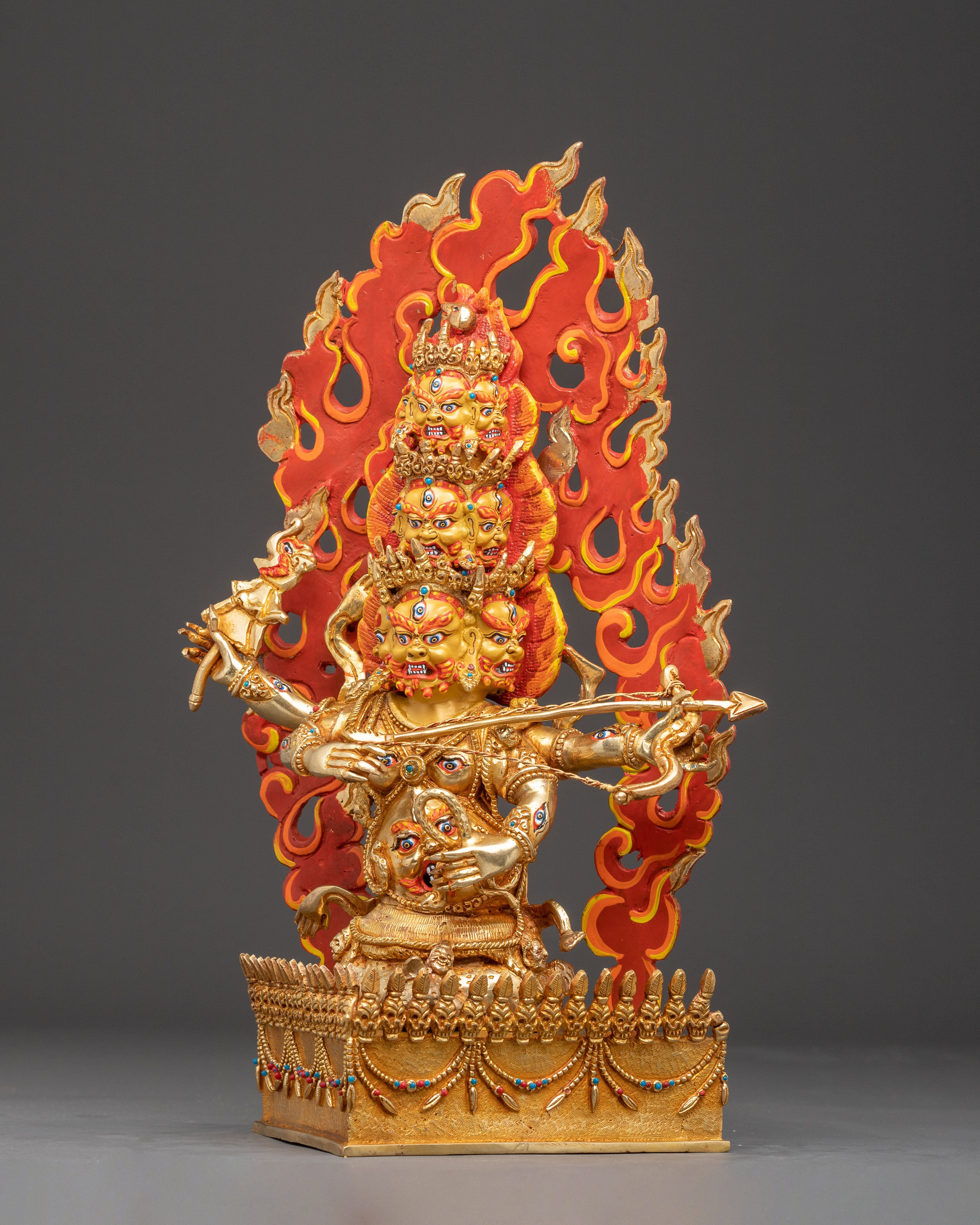 Handmade Copper Rahula Statue | Fierce Guardian Deity