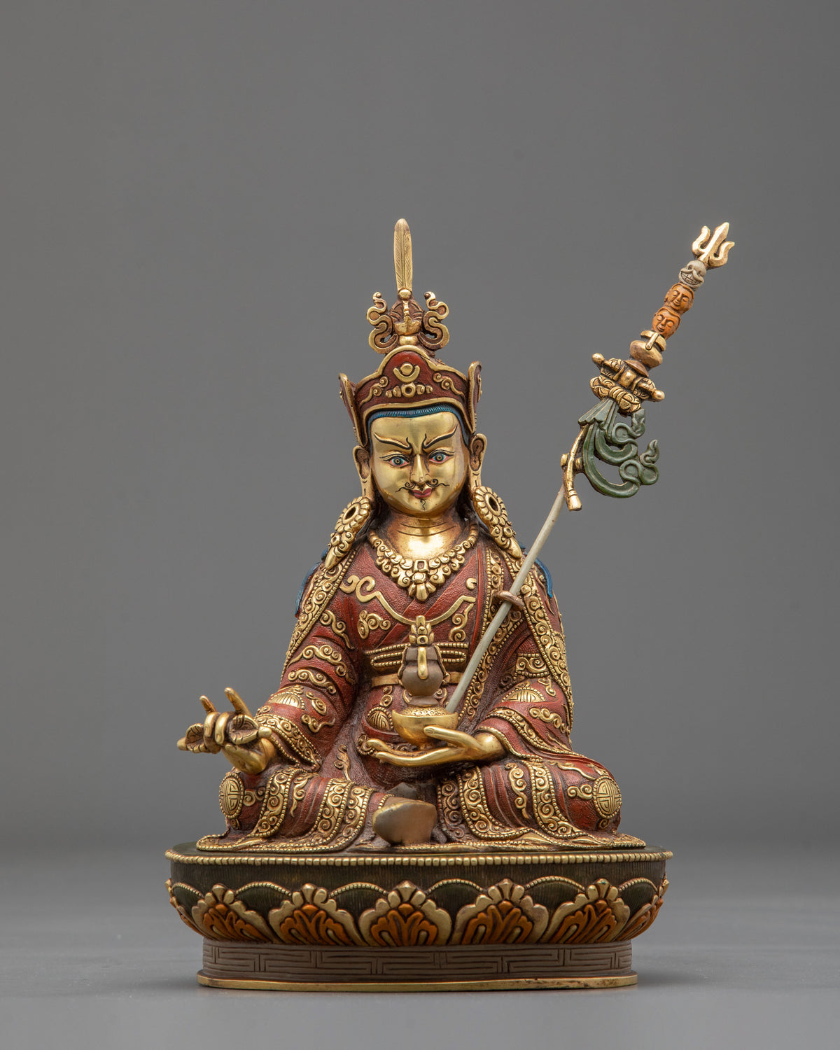 Guru Rinpoche Statue | 24K Gold Gilded Copper