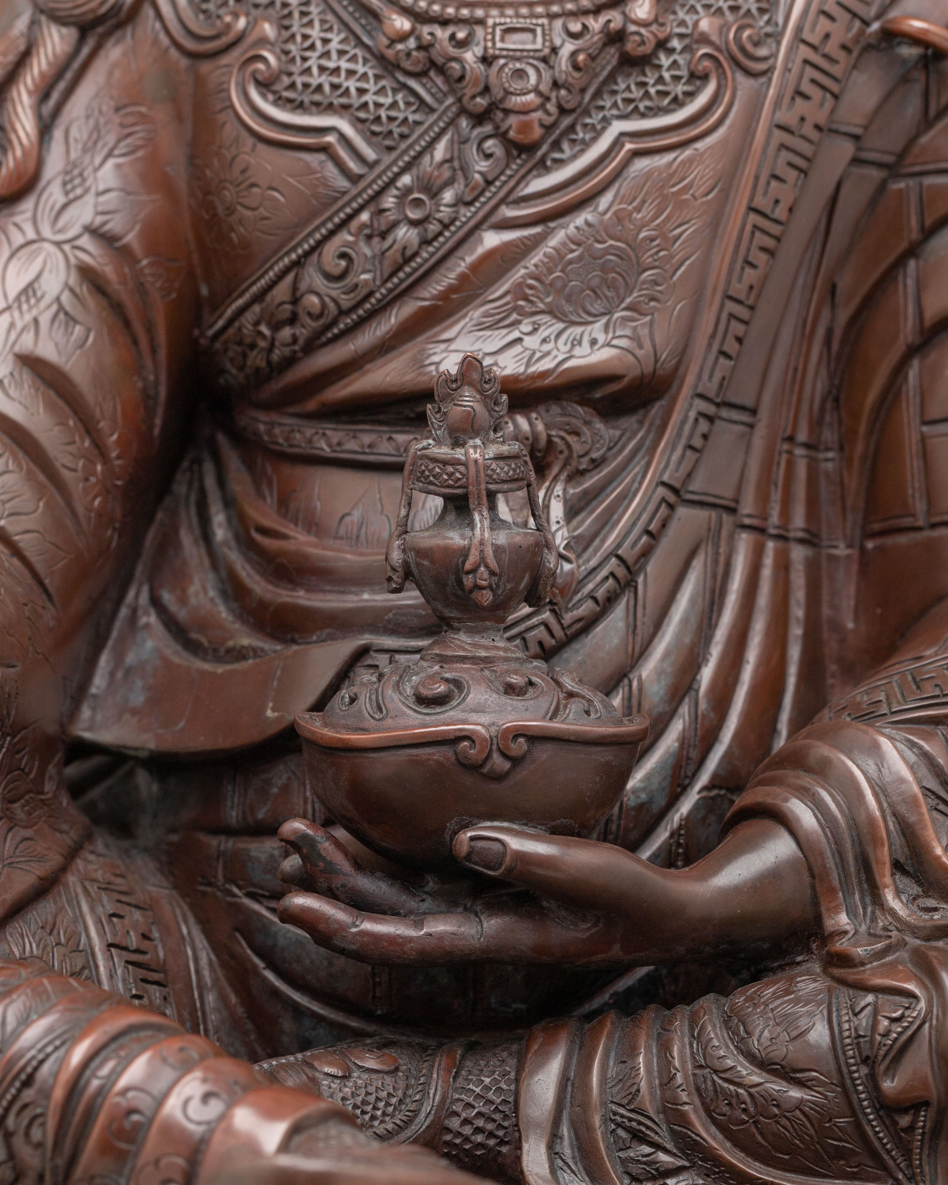Tibetan Guru Rinpoche Oxidized Sculpture | Symbol of Wisdom Protection and Blessings