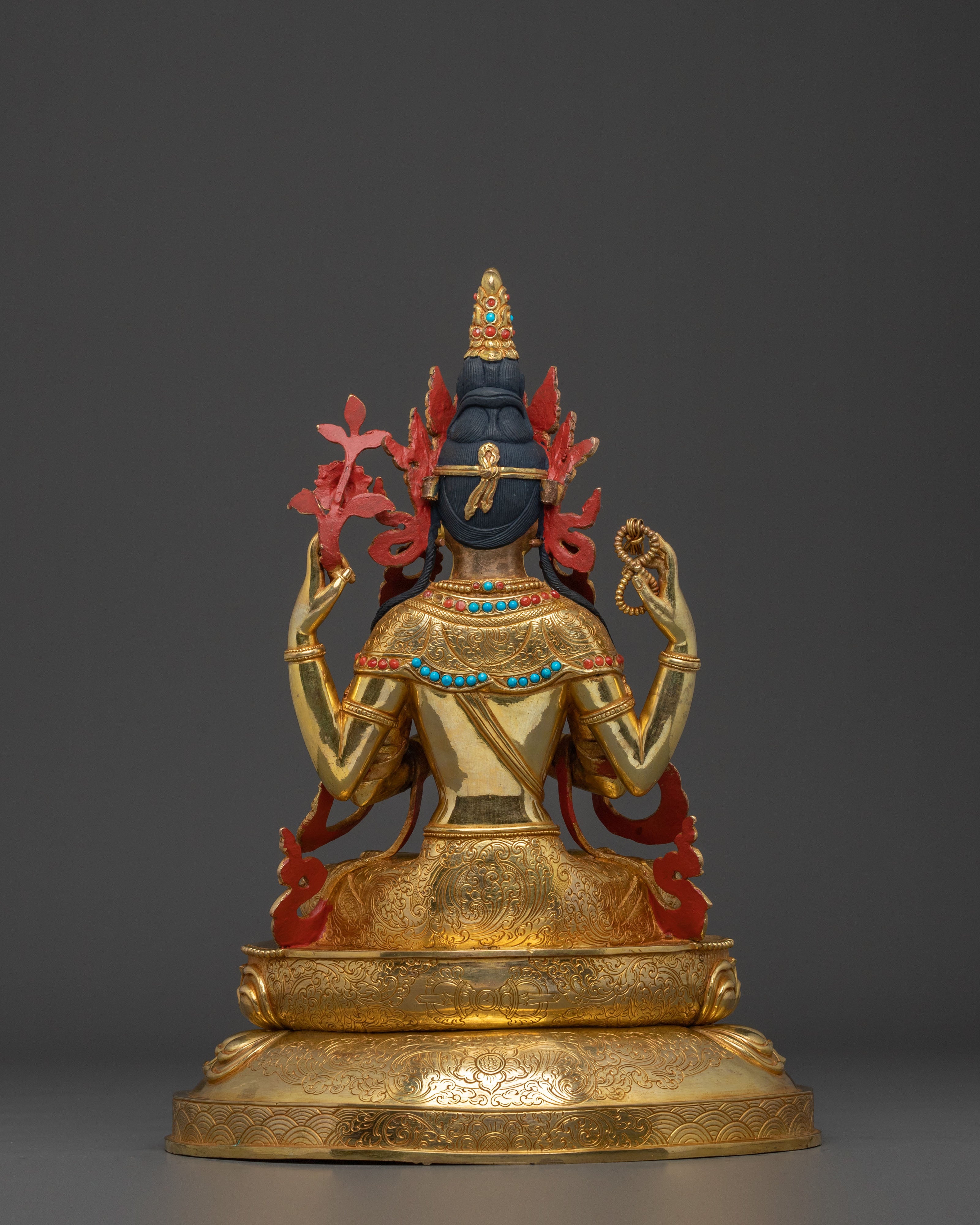 Chenrezig Sculpture | 24K Gold Gilded Bodhisattva