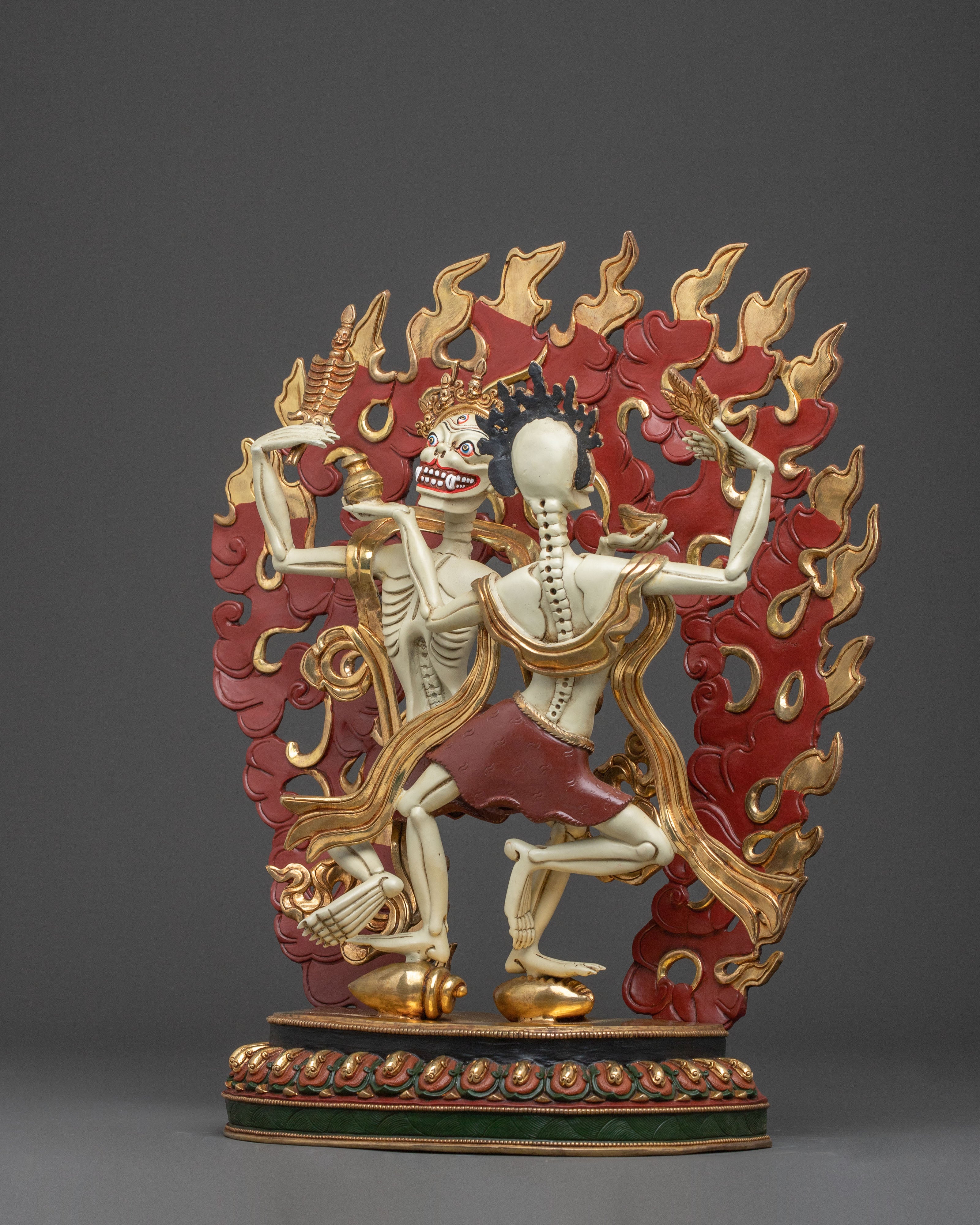 Copper Chitipati Statue - Hand-Gilded Masterpiece