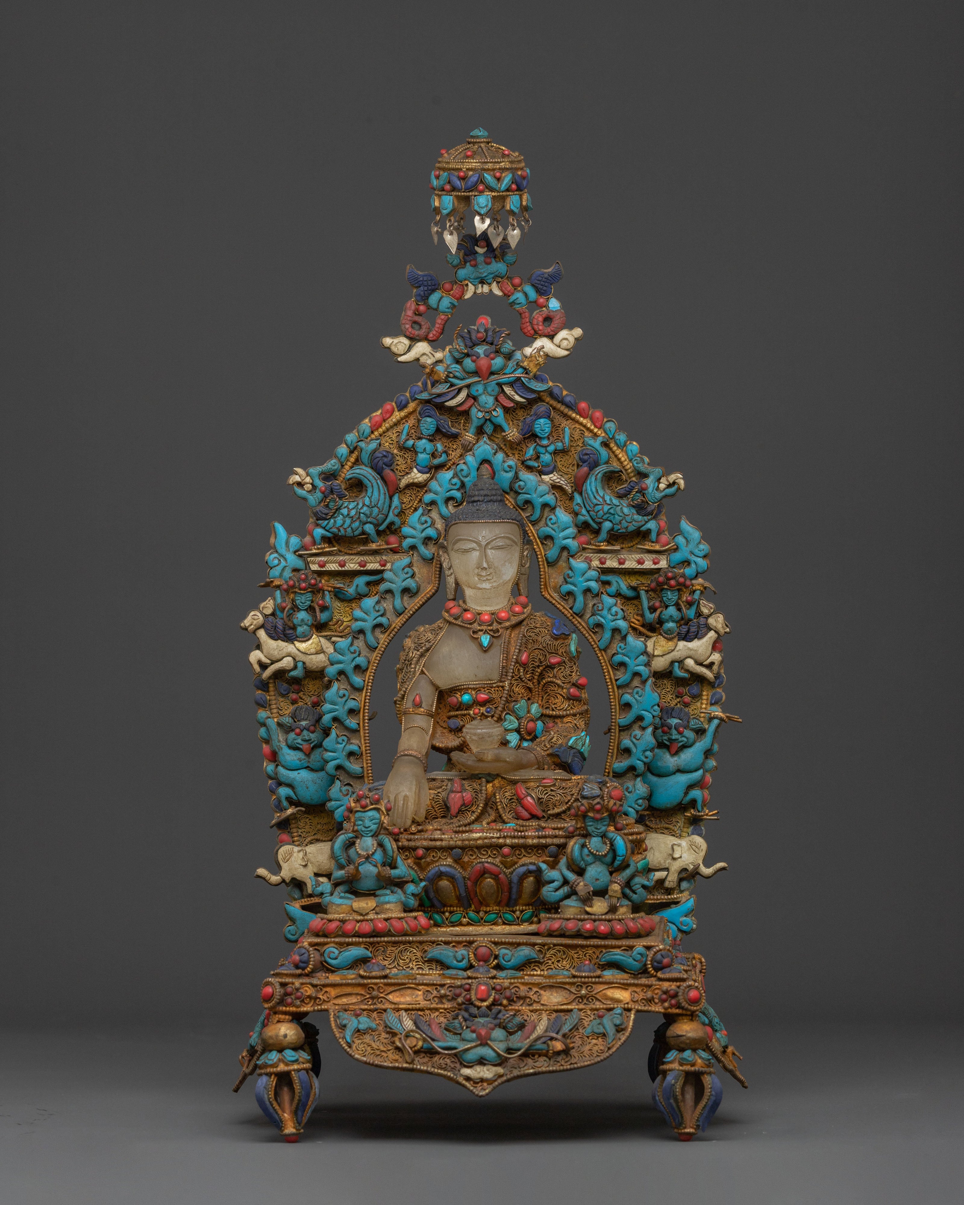 Shakyamuni Buddha Serene Statue on Throne