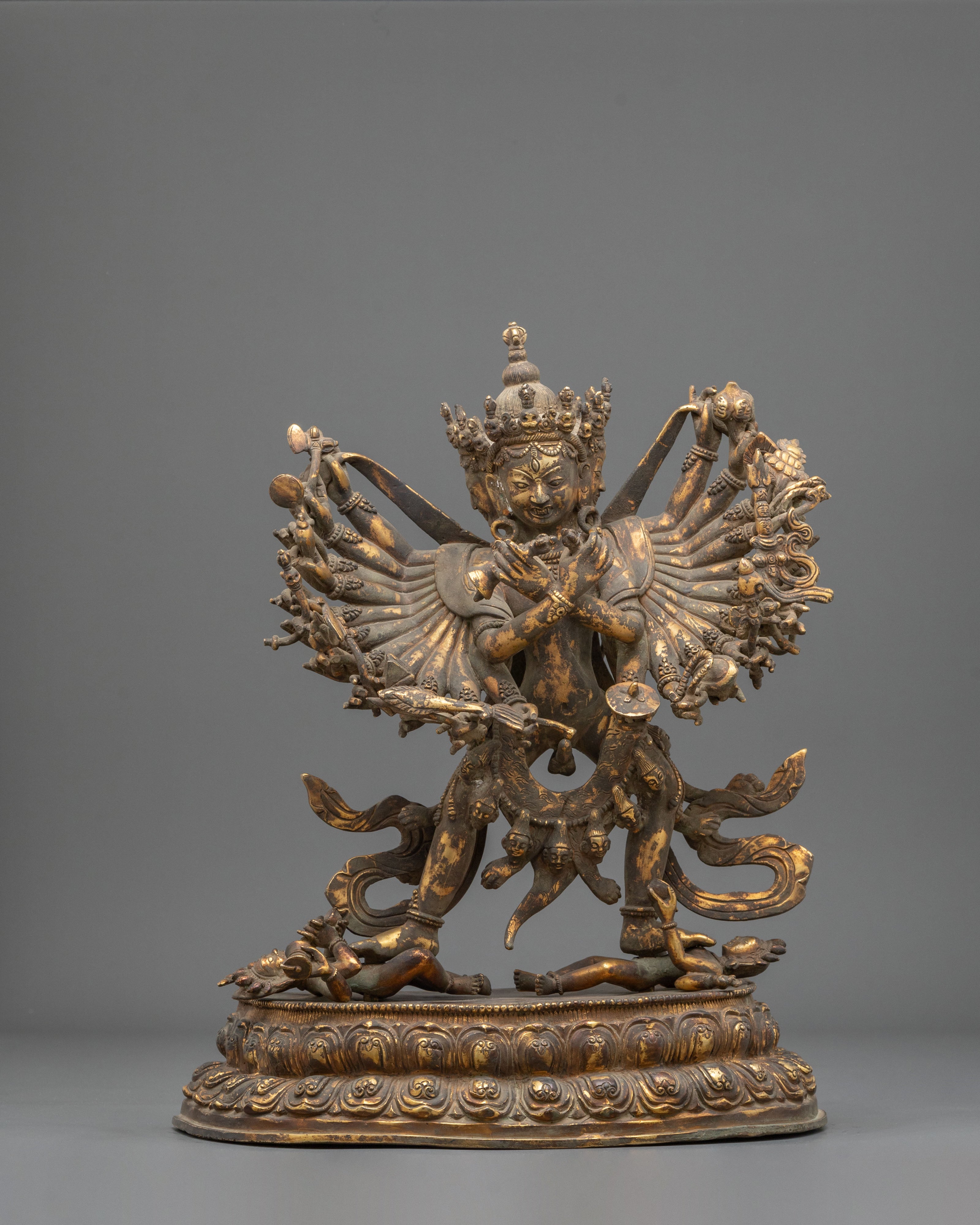 Kalachakra Sacred Statue | Antique Finish Copper Vajrayana Sculpture