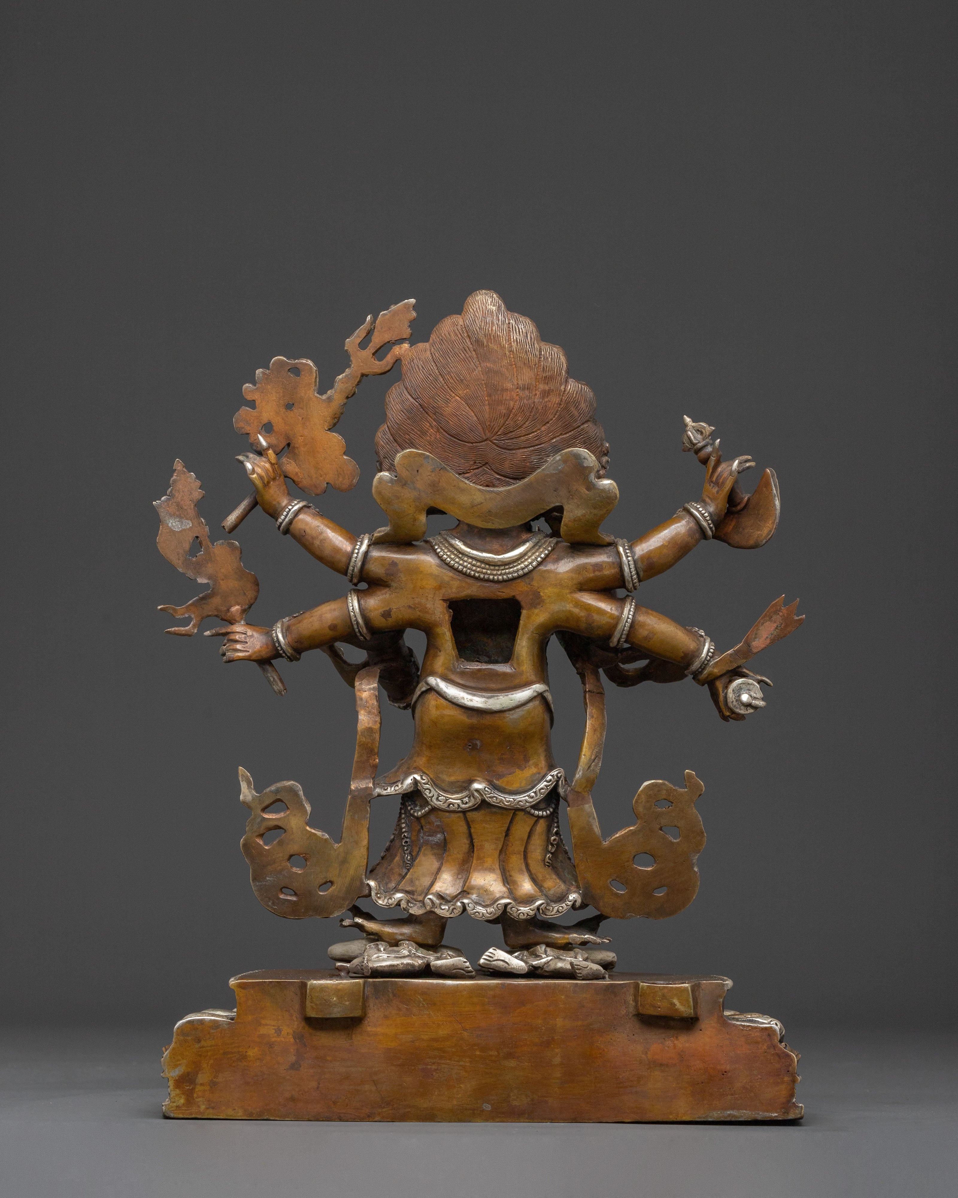 White Mahakala Spiritual Statue | Silver Plated Elegance
