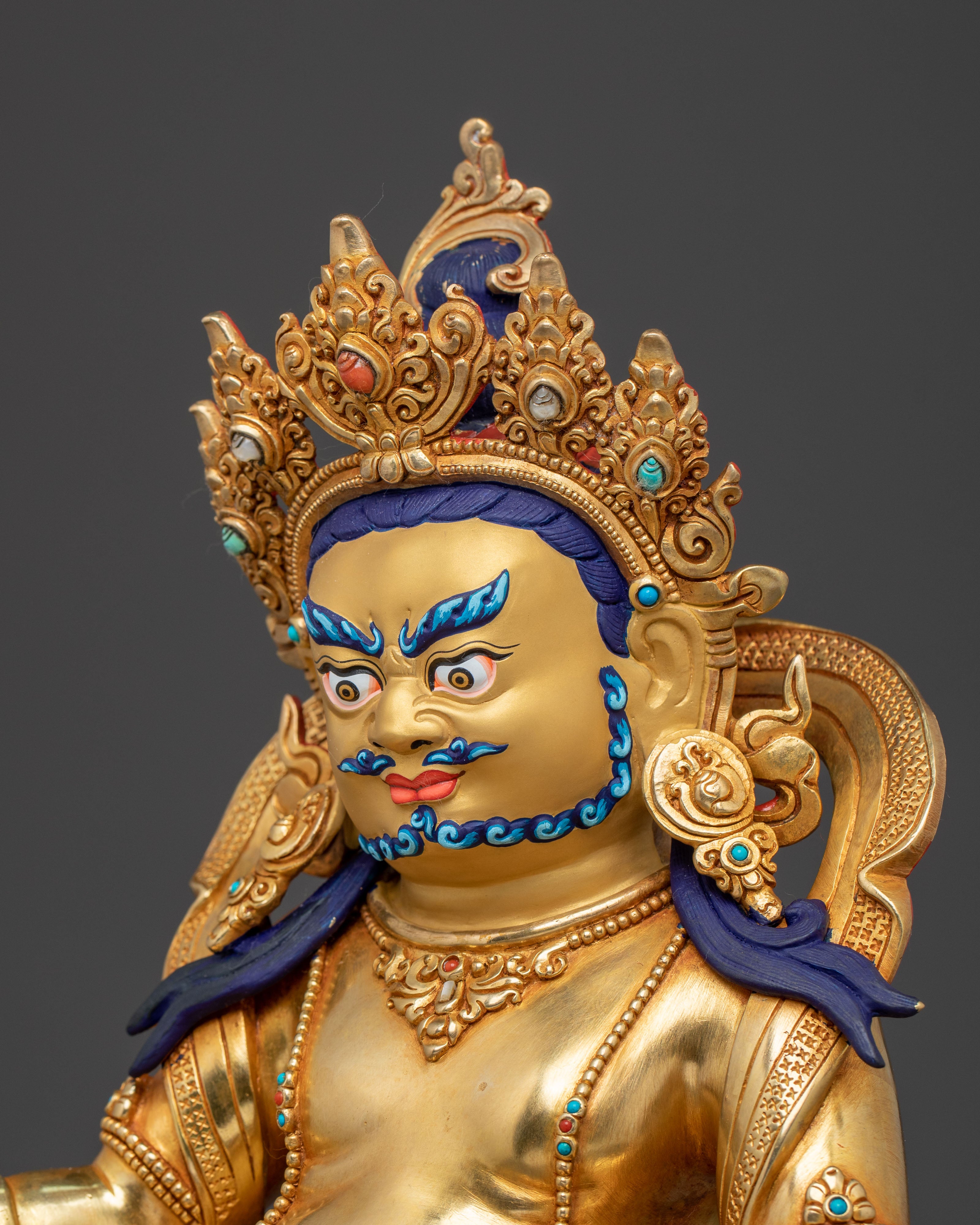 Dzambhala 24K Gold Gilded Statue | Wealth Deity