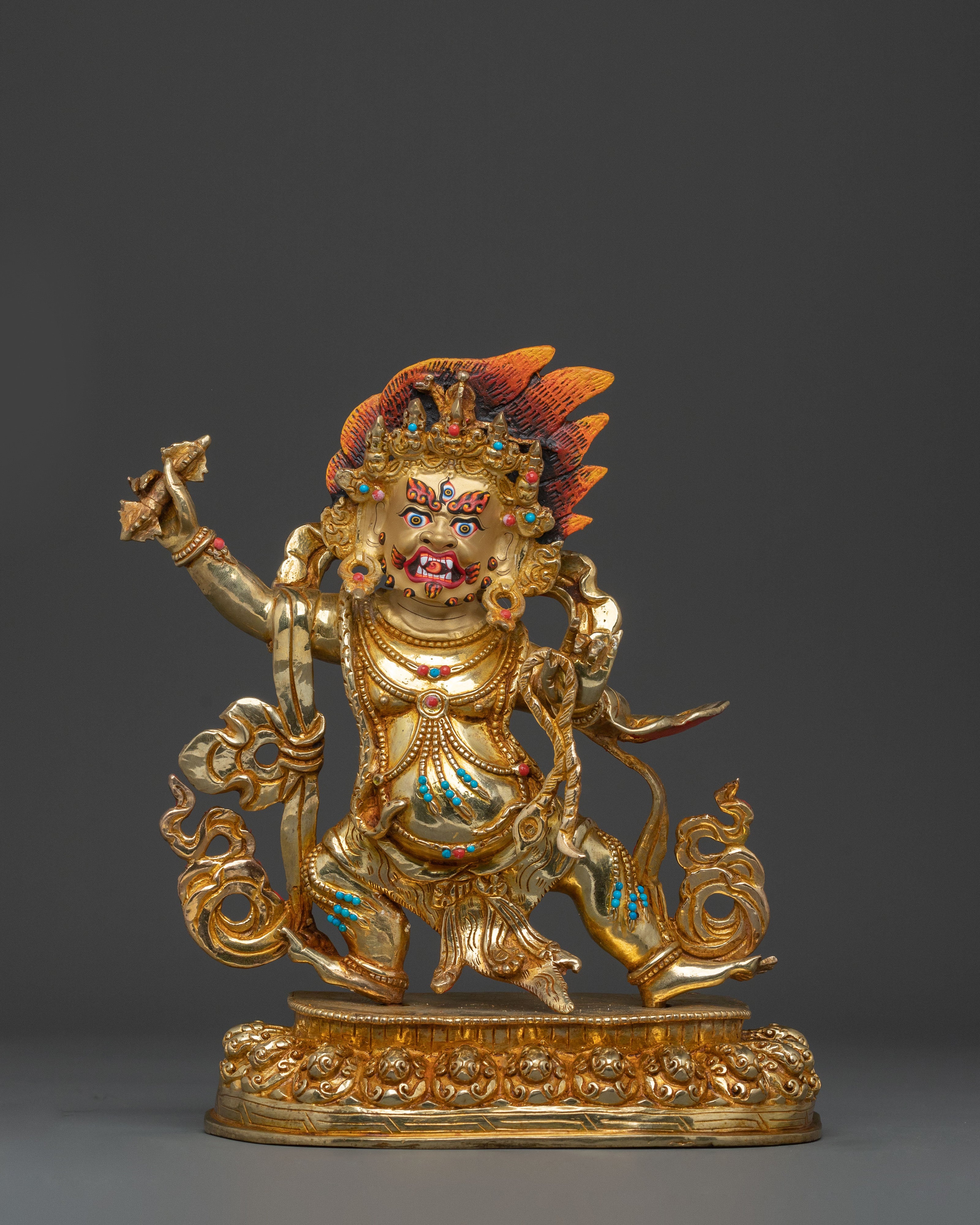 A Radiant Handmade Vajrapani Sculpture in 24K Gold