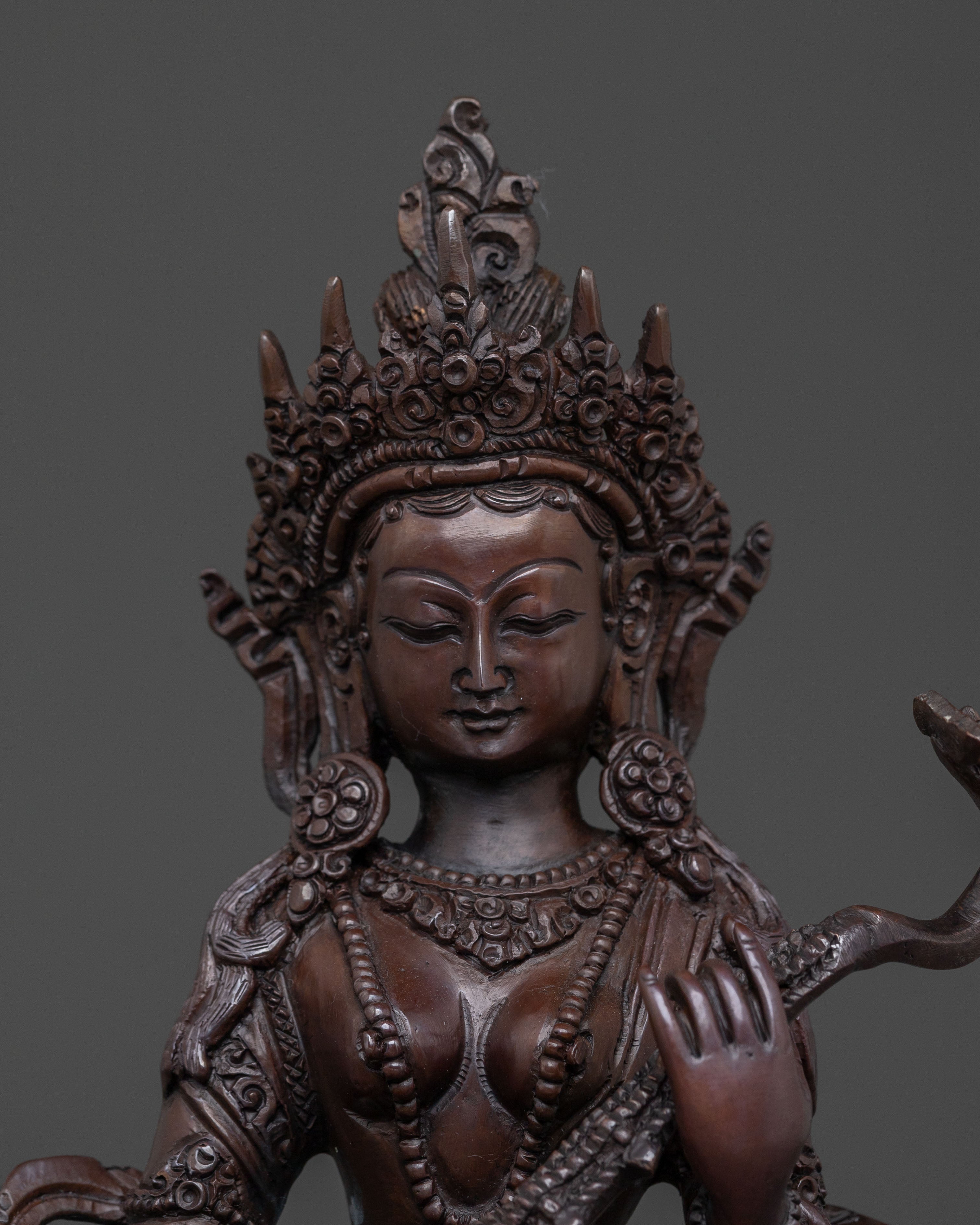 Saraswati Devi: Oxidized Copper Sacred Statue