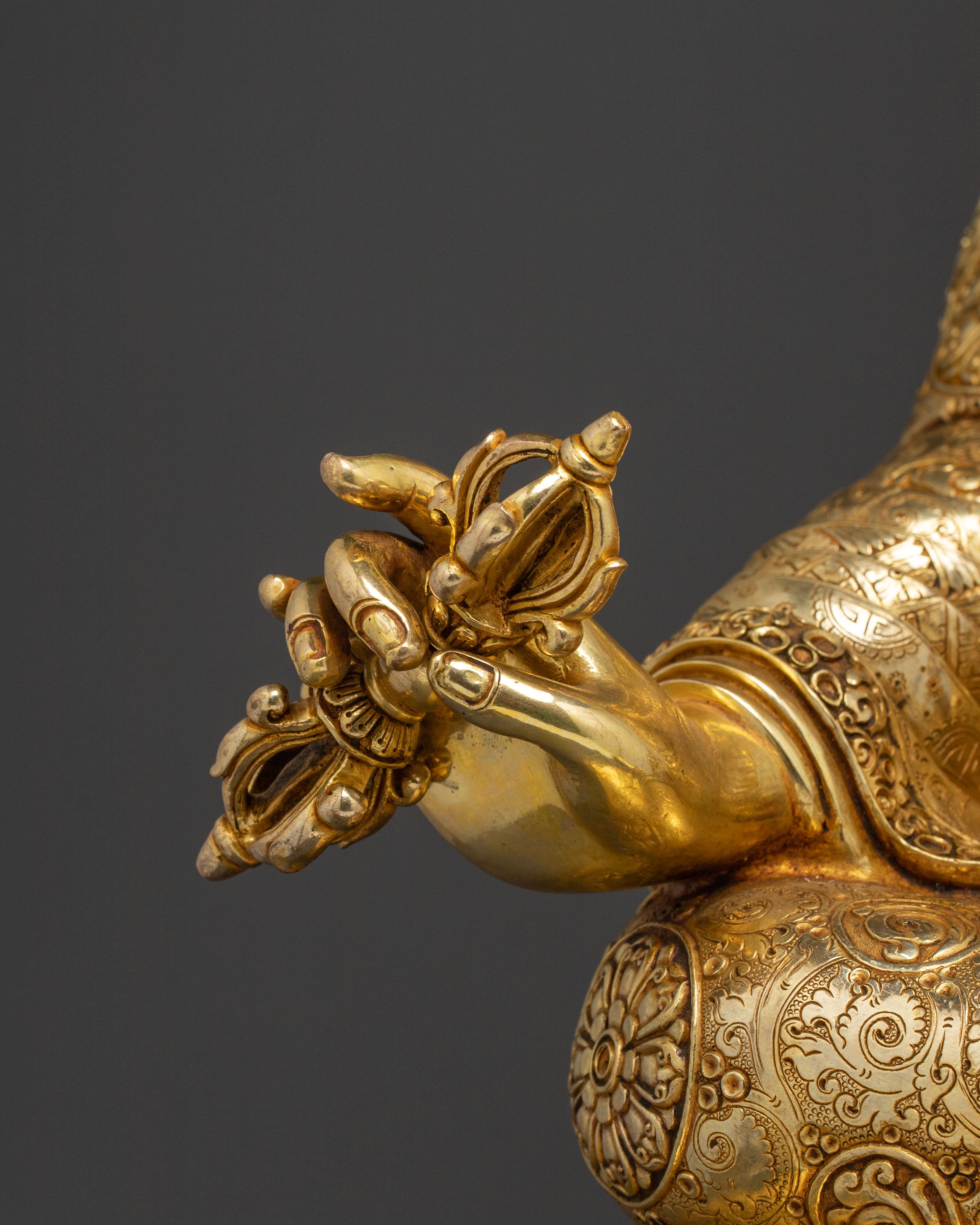 Exquisite 24K Gold Gilded Handcrafted Guru Rinpoche Spiritual Statue