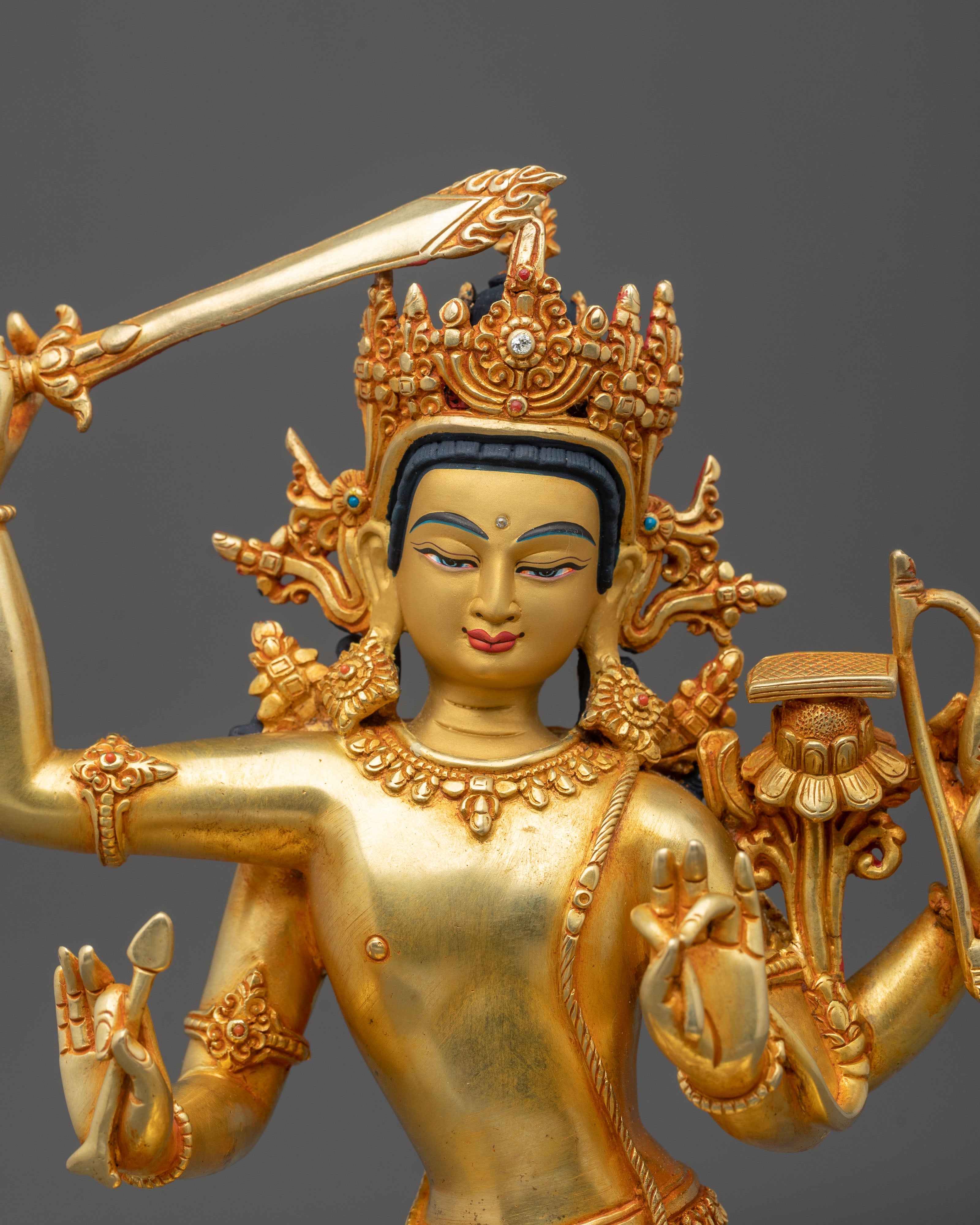 Maha Manjushri Flaming Sword Statue | Symbol of Transcendent Wisdom