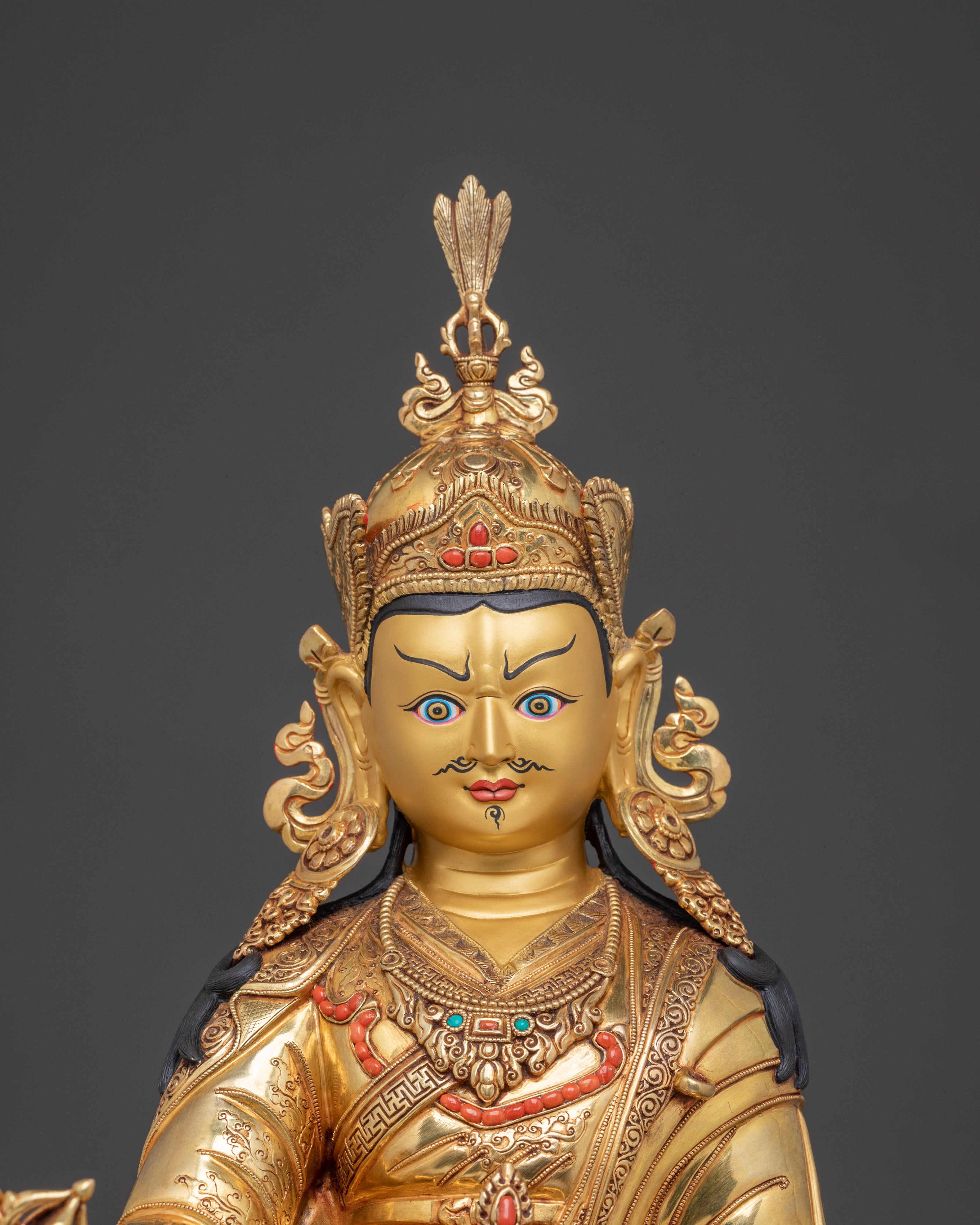Guru Rinpoche Holy Sculpture – Masterpiece in 24K Gold Gilding