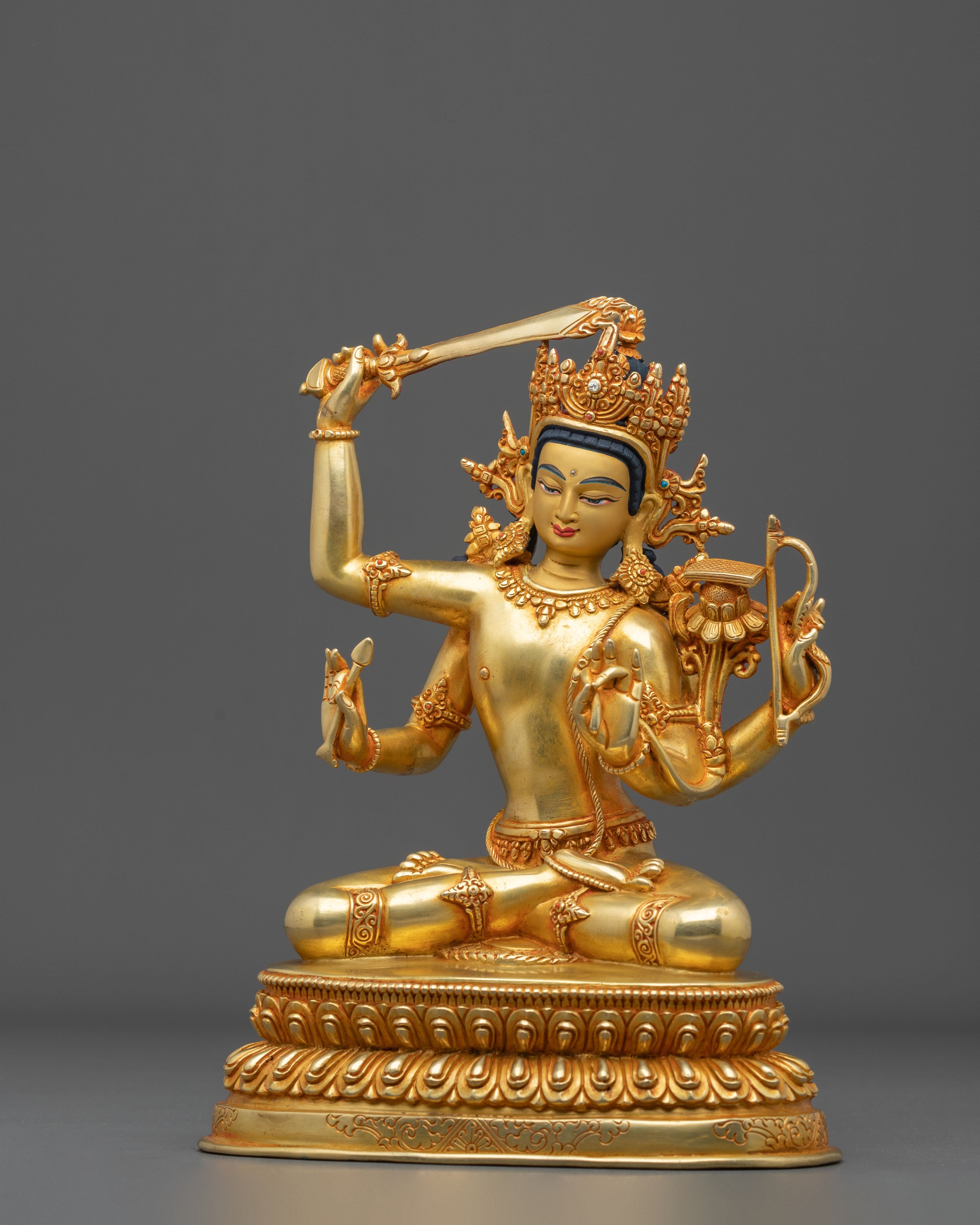 Maha Manjushri Flaming Sword Statue | Symbol of Transcendent Wisdom