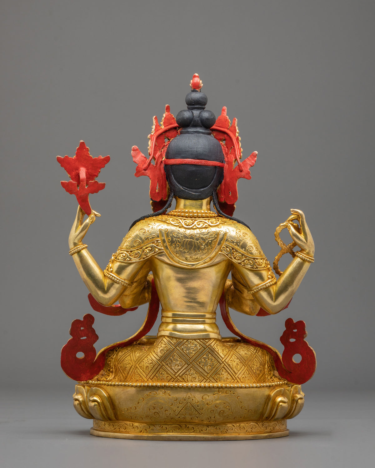Chenrezig 24K Gold Gilded Sculpture | Compassion in Every Gaze