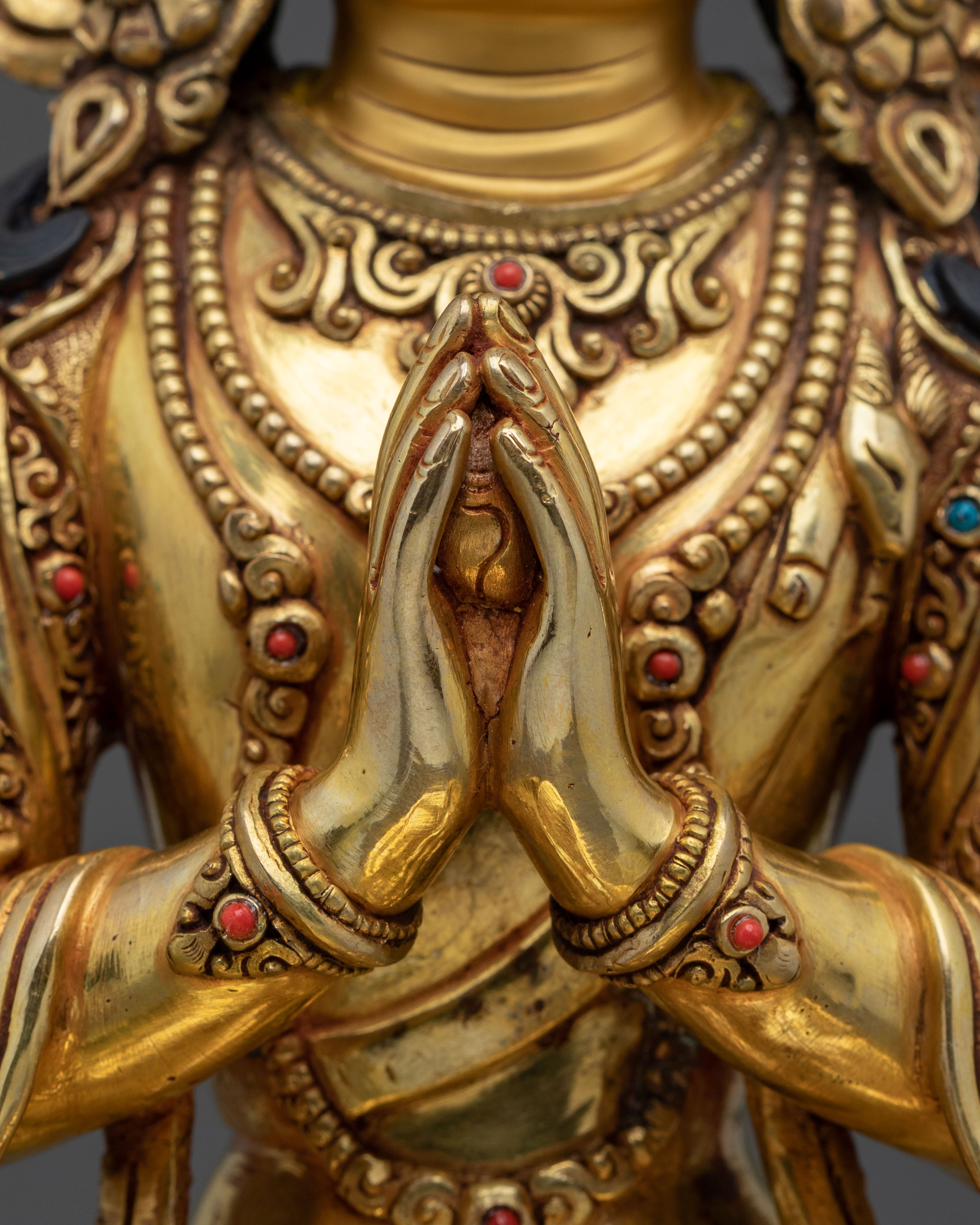 Chenrezig Four Armed Compassion Altar Sculpture | Bodhisattva Symbol of Universal Love