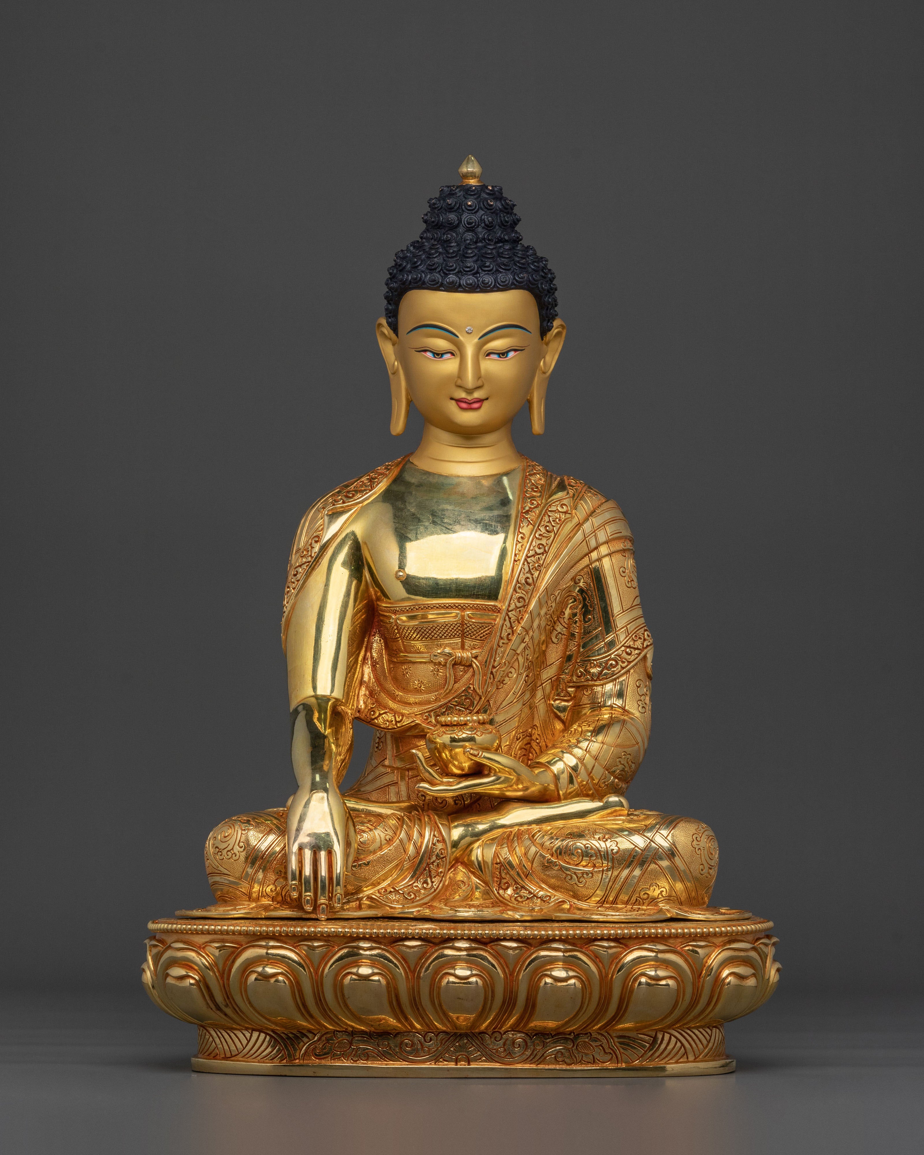 Hand Carved Shakyamuni Buddha Himalayan Statue