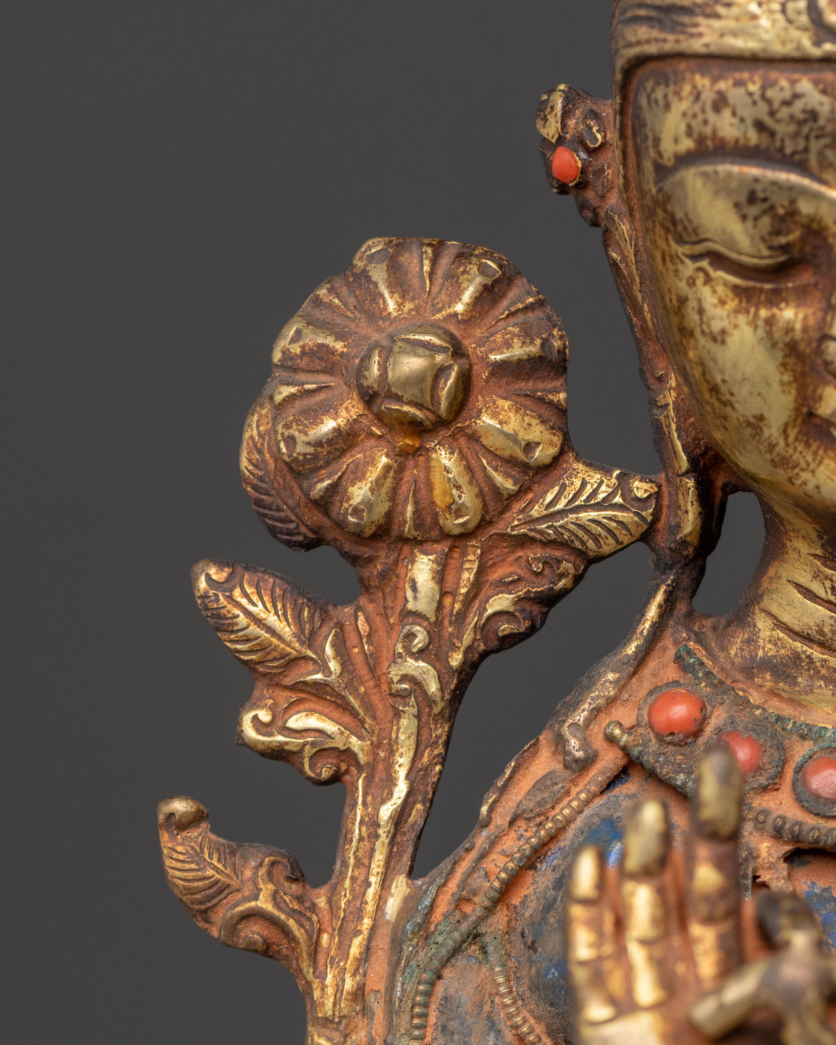 Padmapani Copper Sculpture with Antique Finish