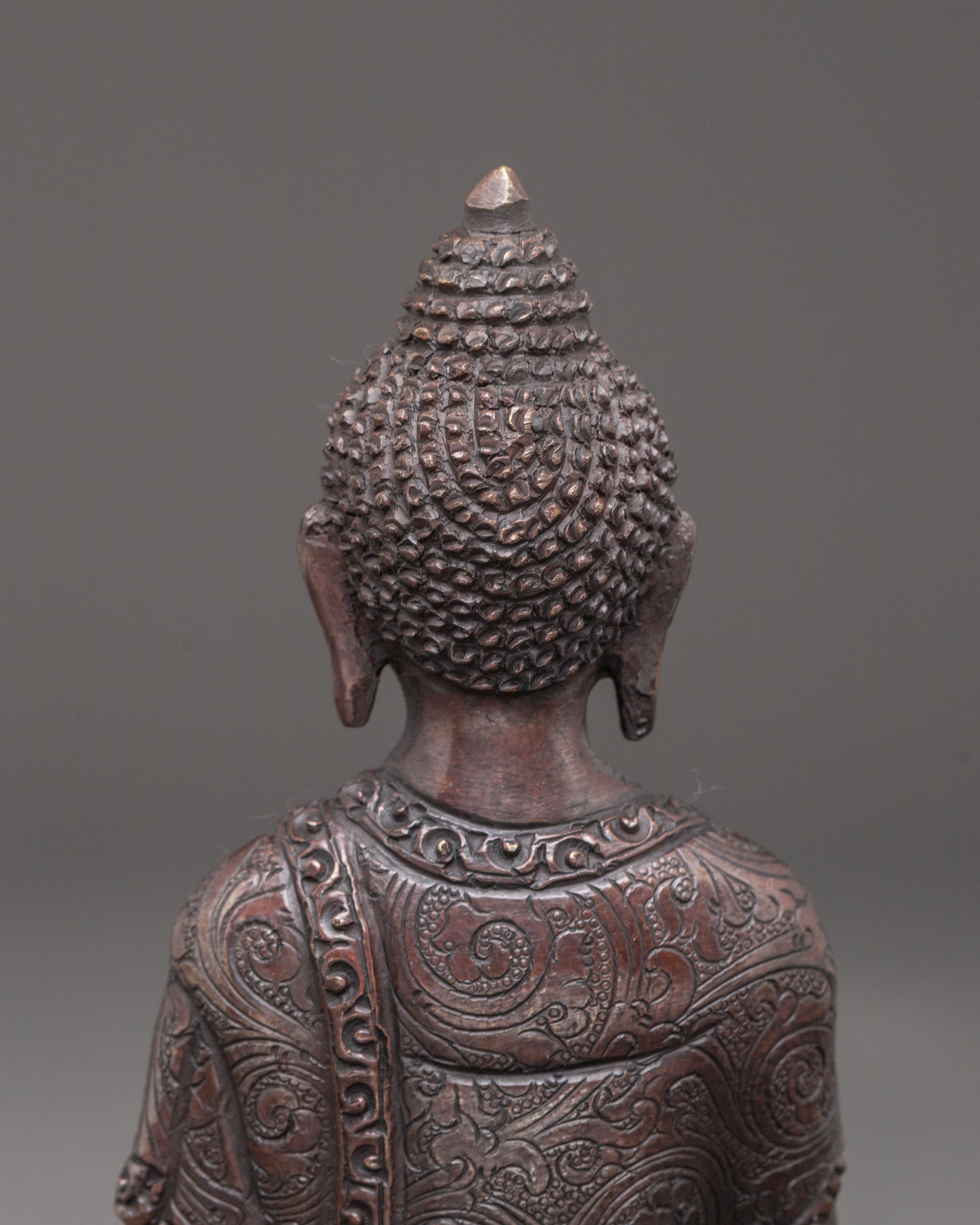 Handmade Shakyamuni Buddha Oxidized Copper Statue | Traditional Himalayan Art