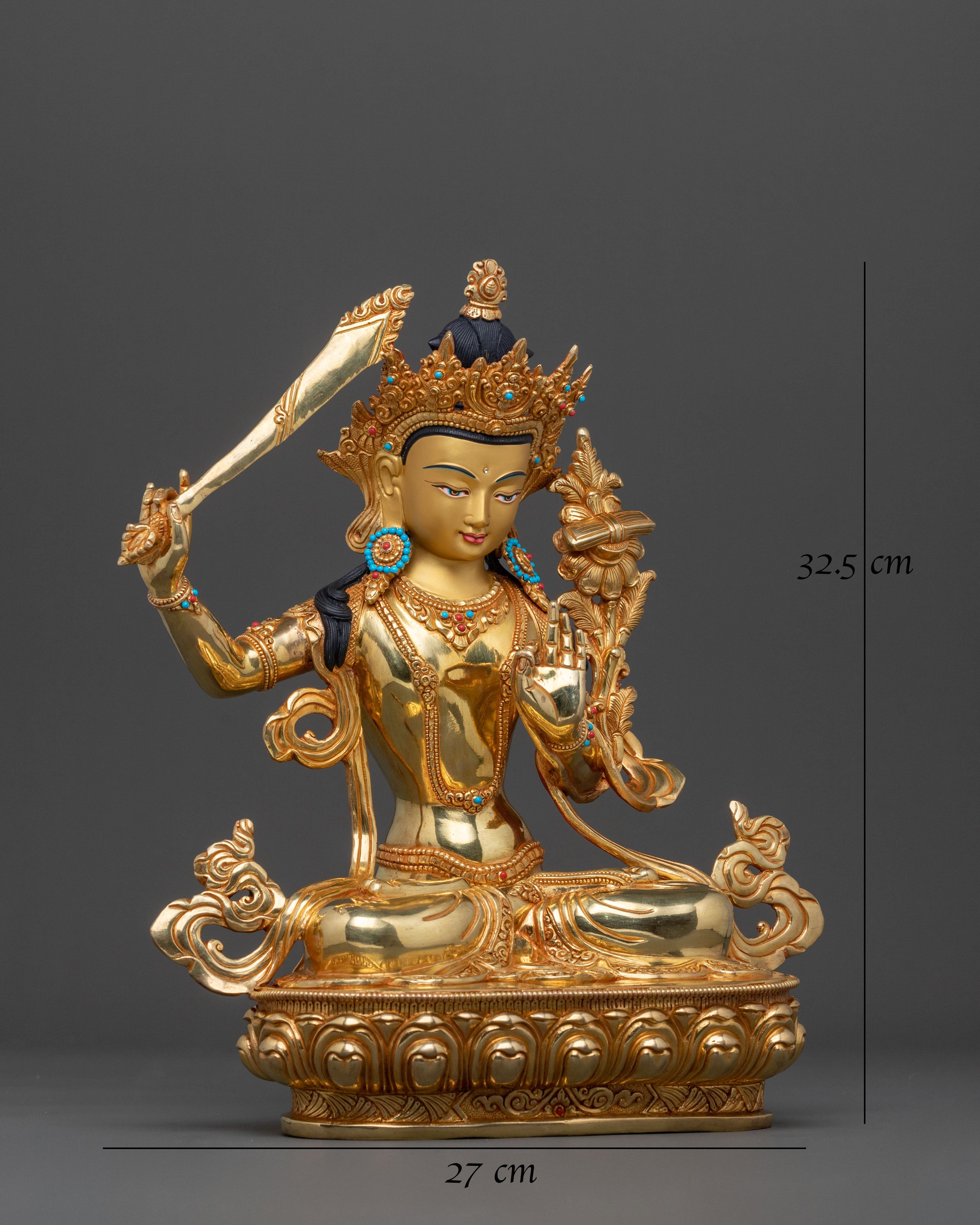 Sacred Manjushri Statue for Meditation | Buddhist Altar Sculpture