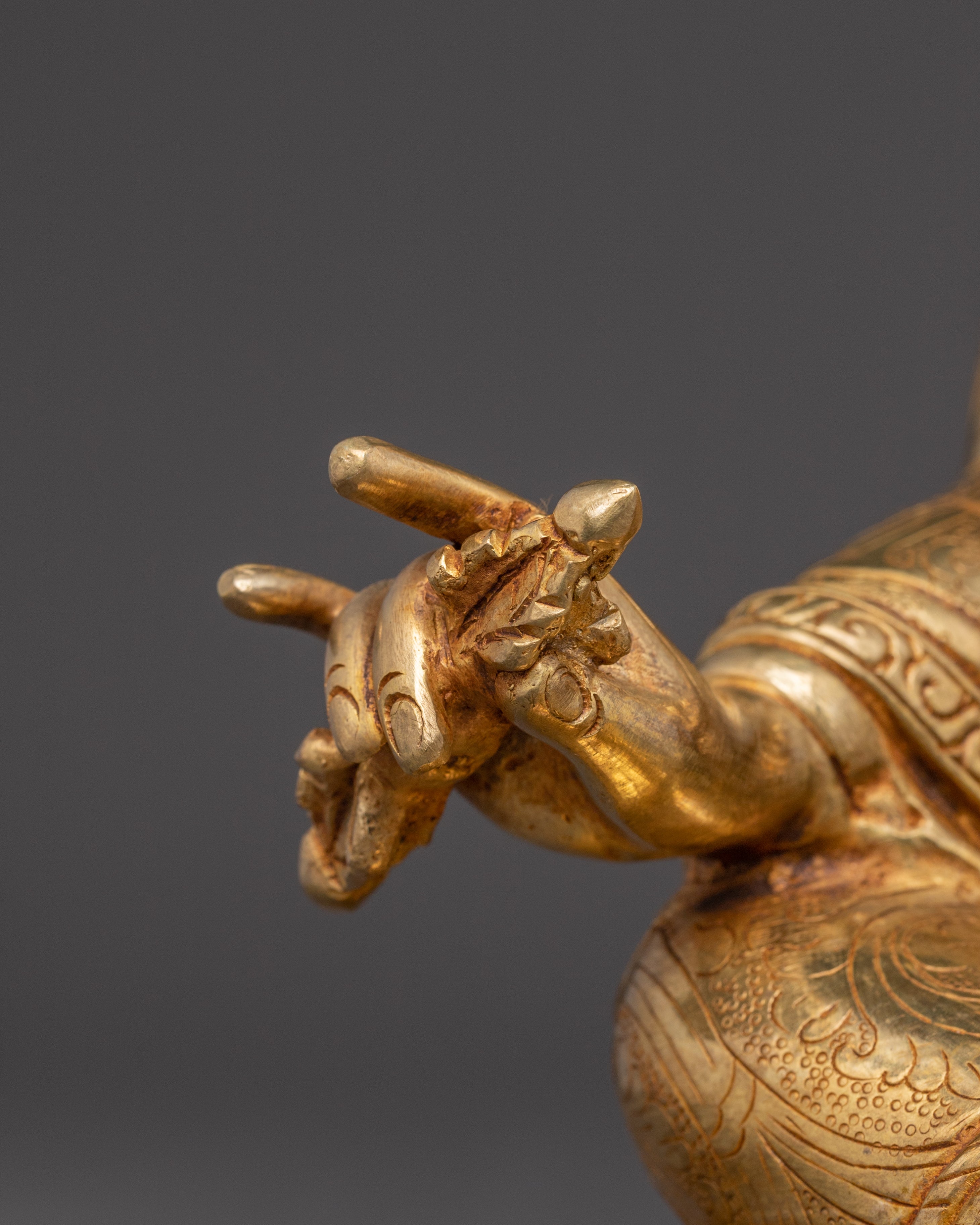 Handcrafted Golden Sculpture of Guru Rinpoche | Lotus-Born Master