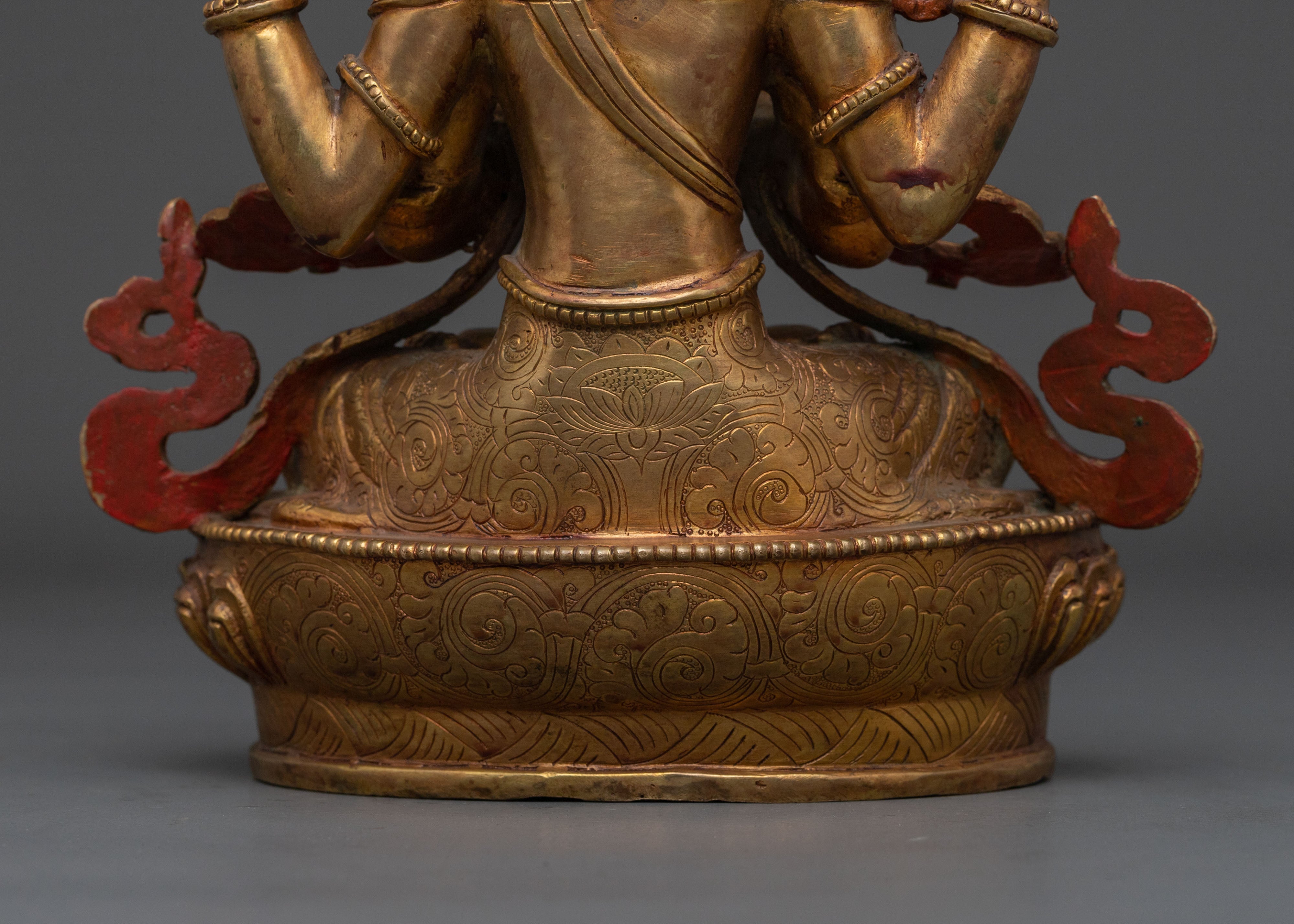 Chenrezig Fire Gold Gilded Figurine | 24K Gold Compassion Statue