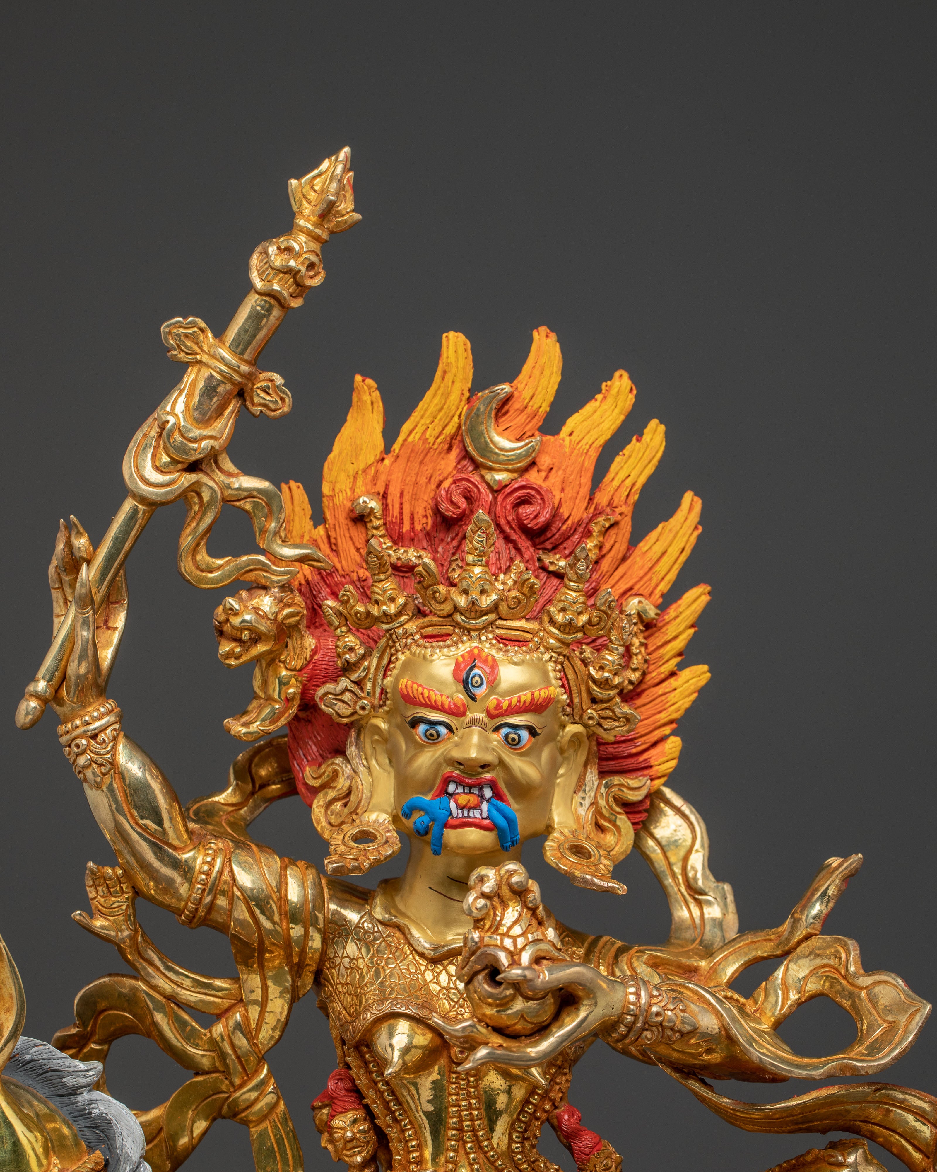 Palden Lhamo Wrathful Protector Statue: Fierce Protector Goddess
