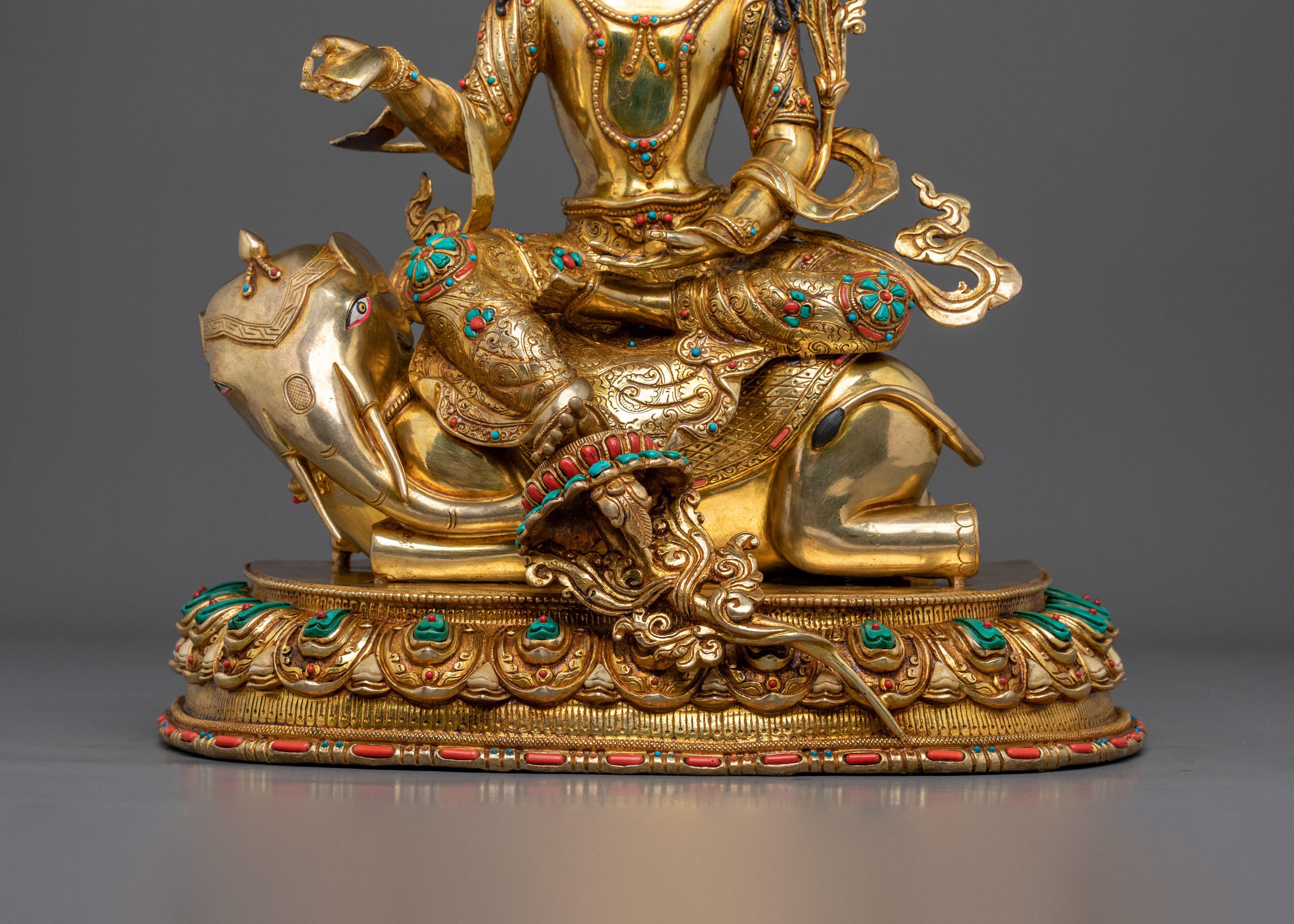 Samantabhadra Sculpture | 24K Gold Gilded Figurine