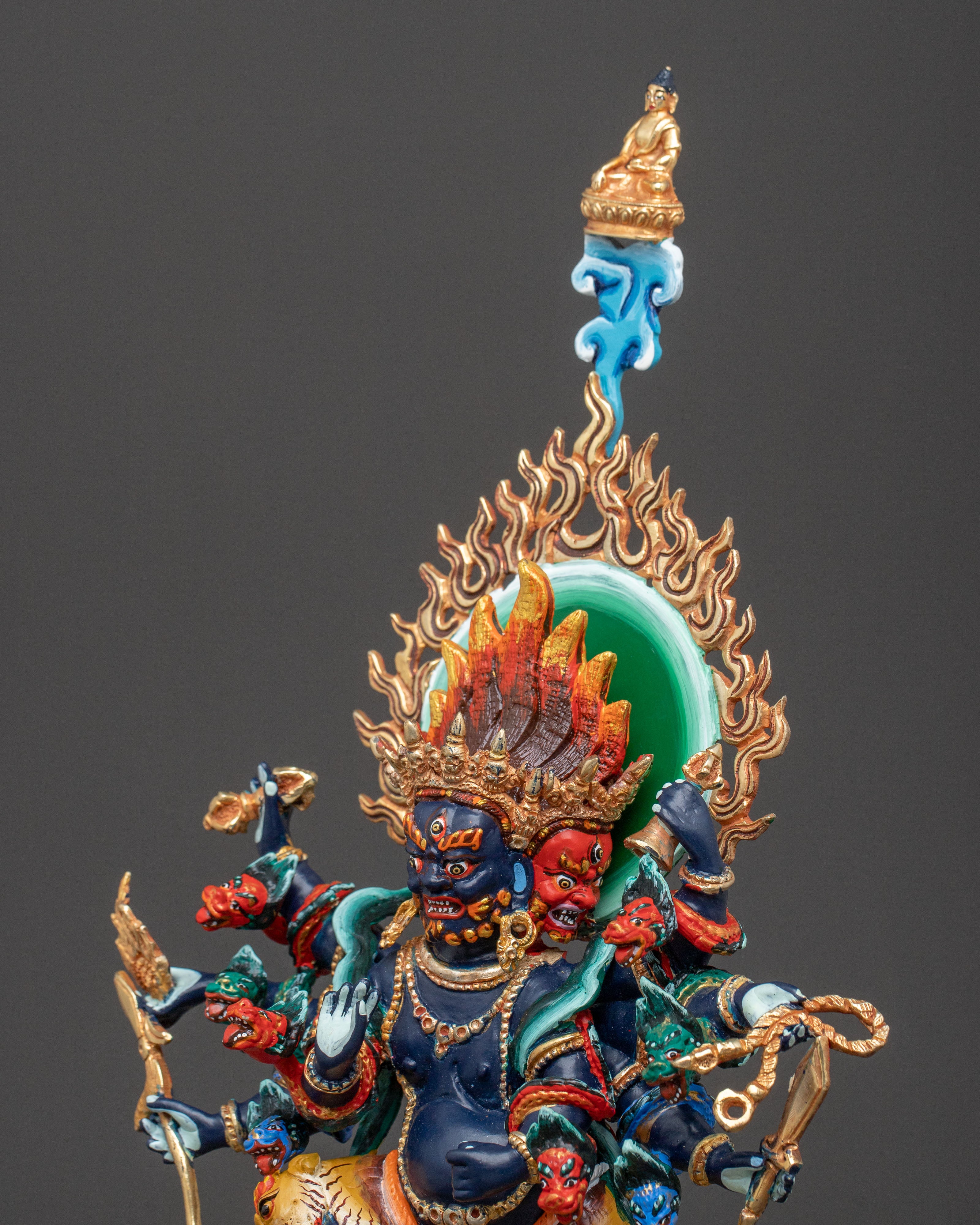 Uchusma Statue: Hand-Painted Copper Divinity