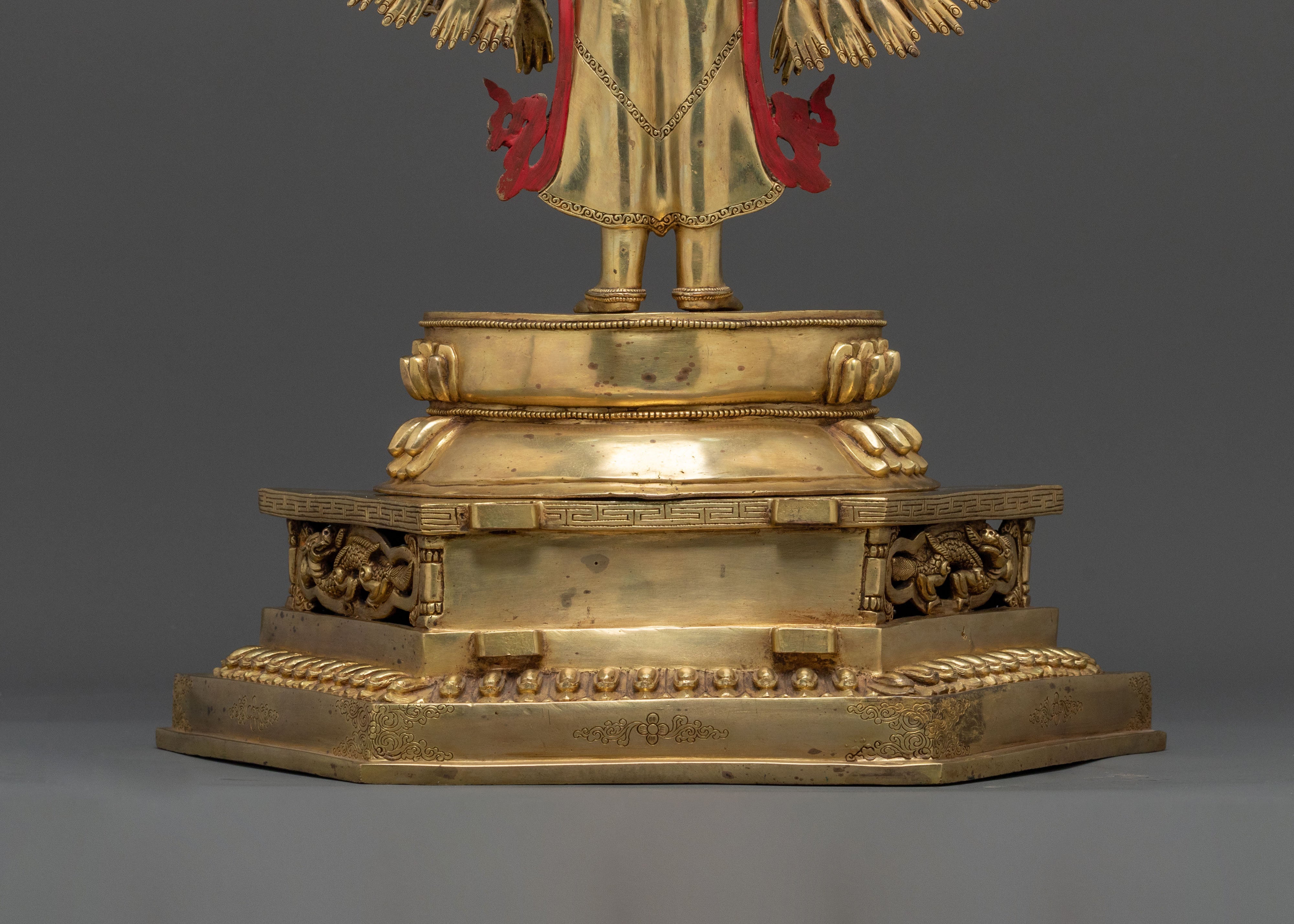 Majestic 1000 Armed Chenrezig Statue in 24K Gold Gilded Copper