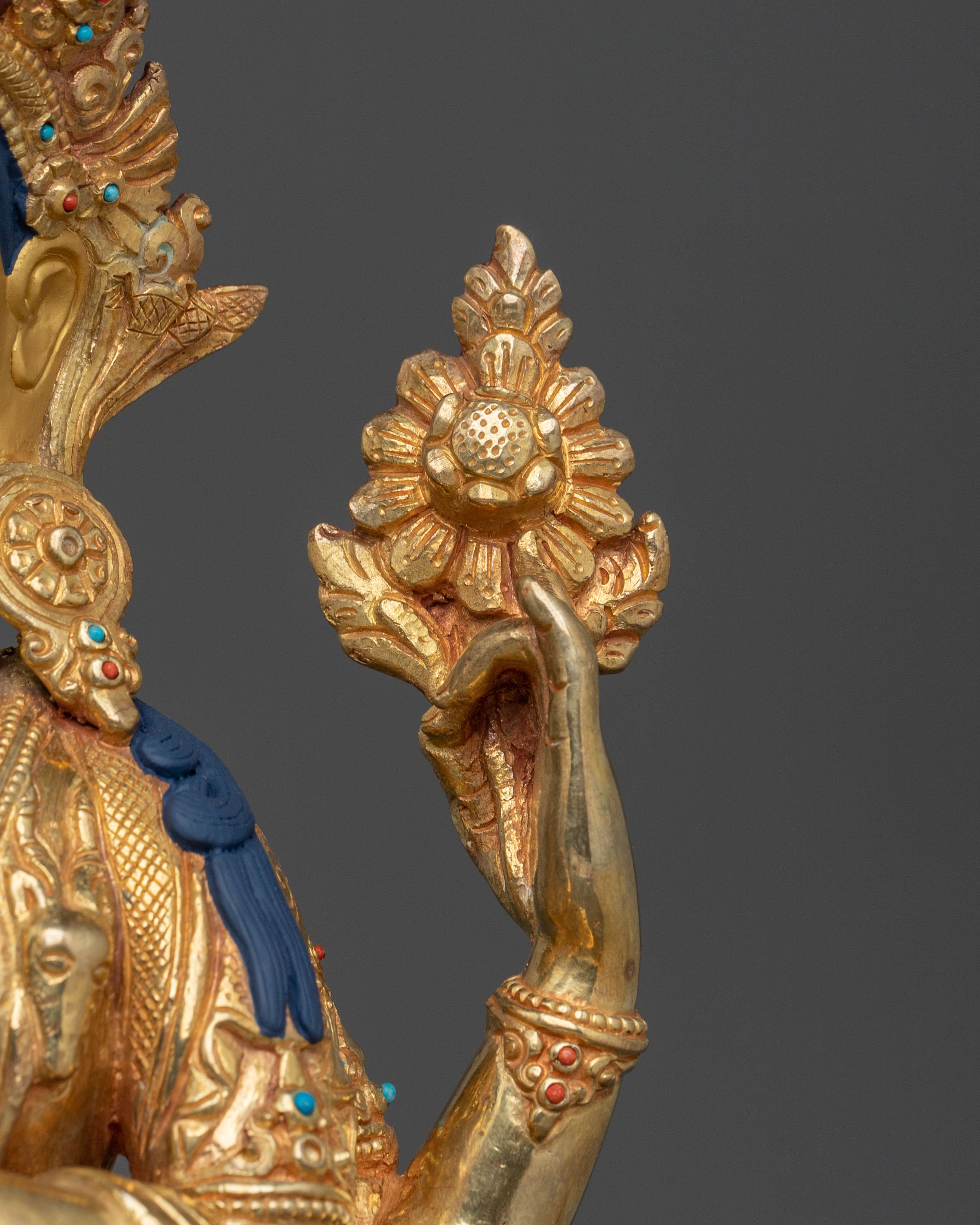 Chenrezig Statue: 24K Gold Gilded