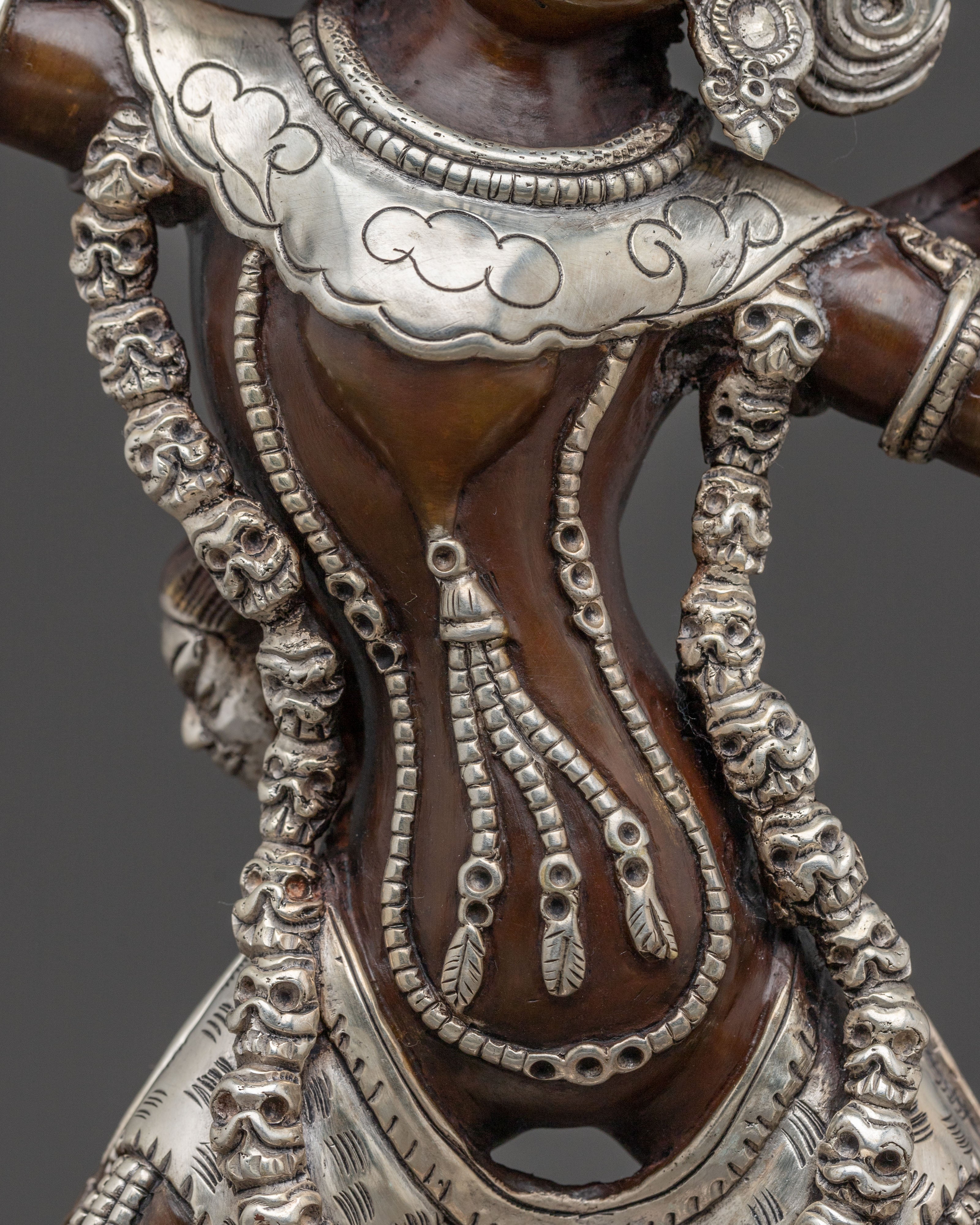 Ekajati Bodhisattva: Serene Oxidized Copper Sculpture